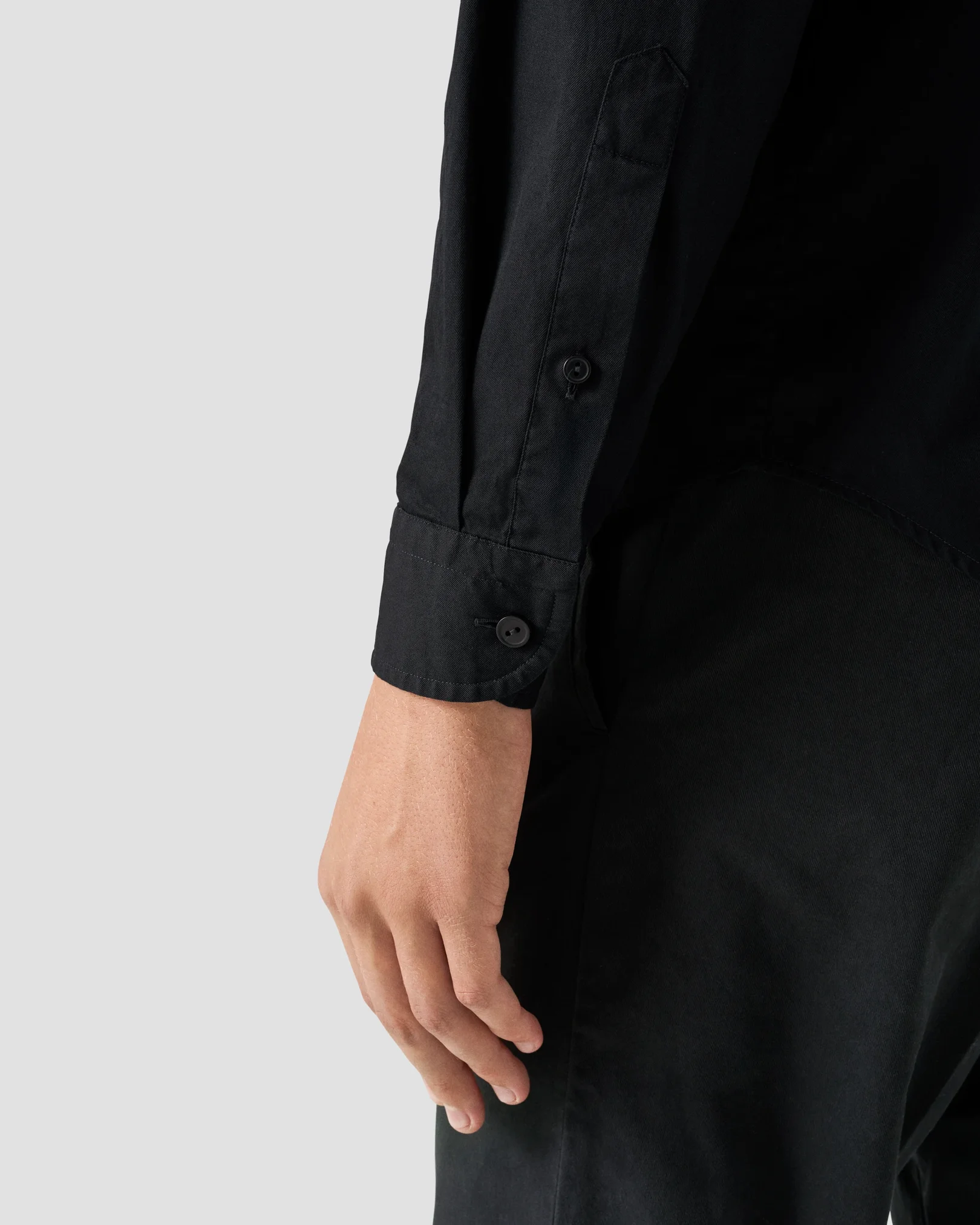 Eton - garment washed twill shirt black garment washed twill shirt