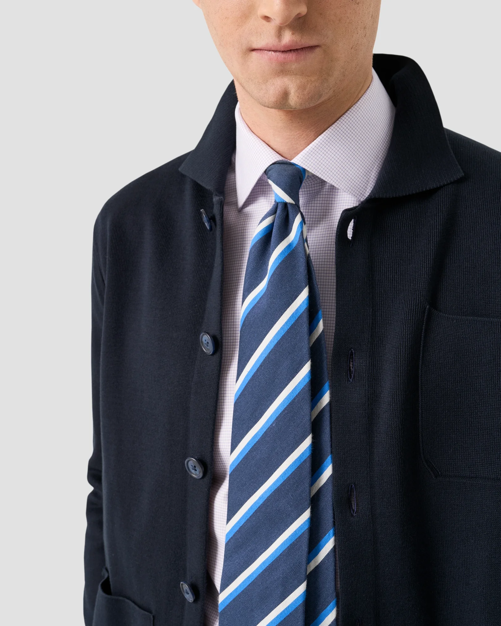 Eton - purple check signature twill shirt 261