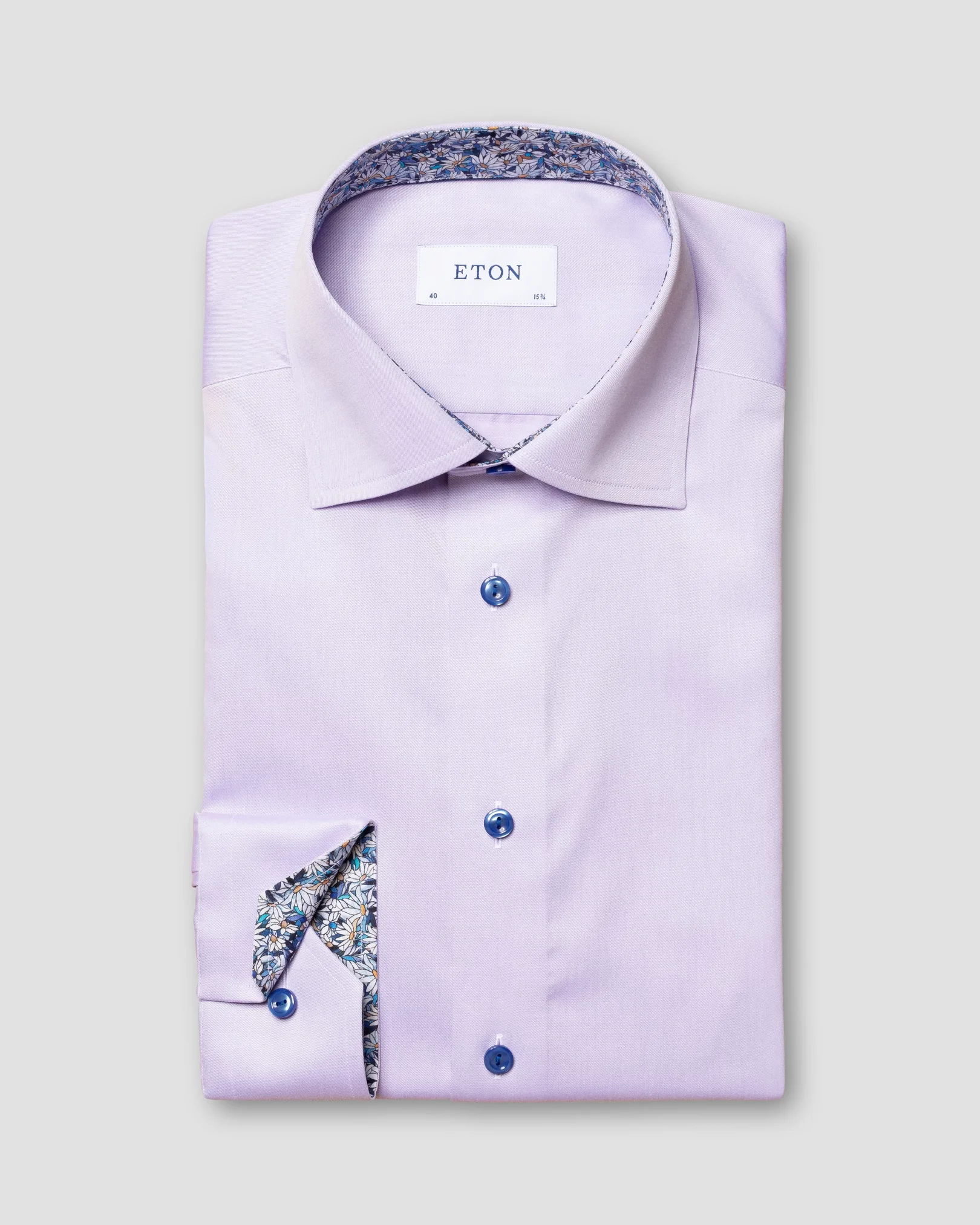 Eton - pink signature twill shirt printed details
