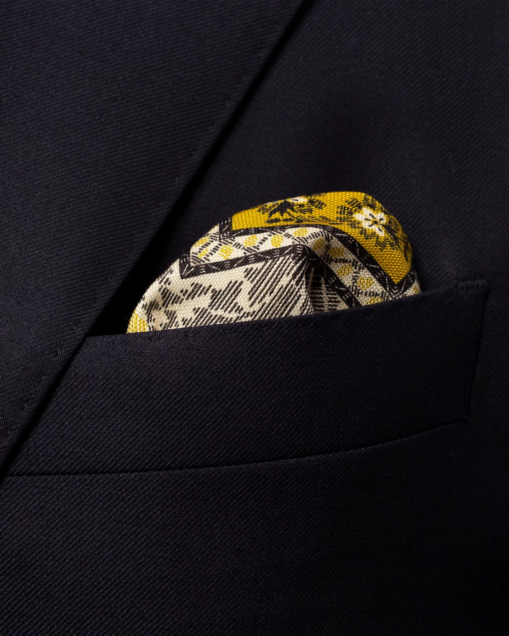 Eton - yellow paisley cotton silk pocket square
