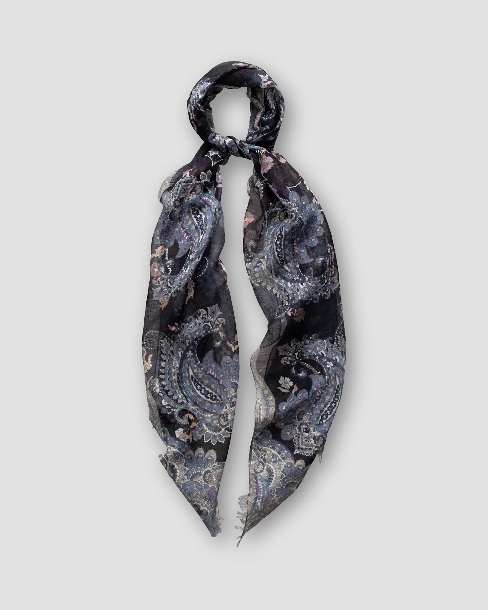 Eton - indigo paisley cotton linen scarf