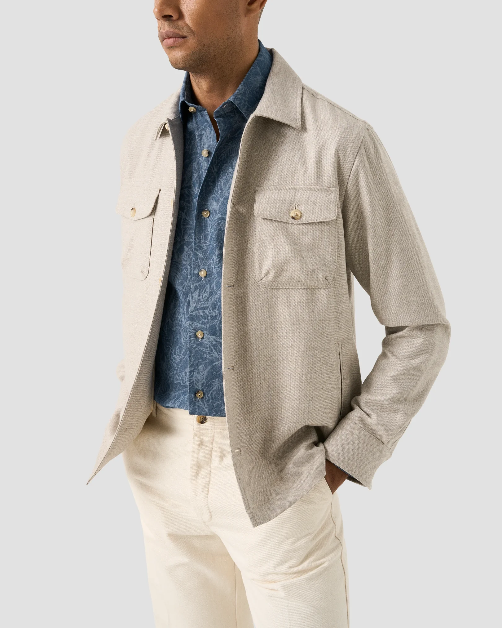 Eton - floral denim print shirt