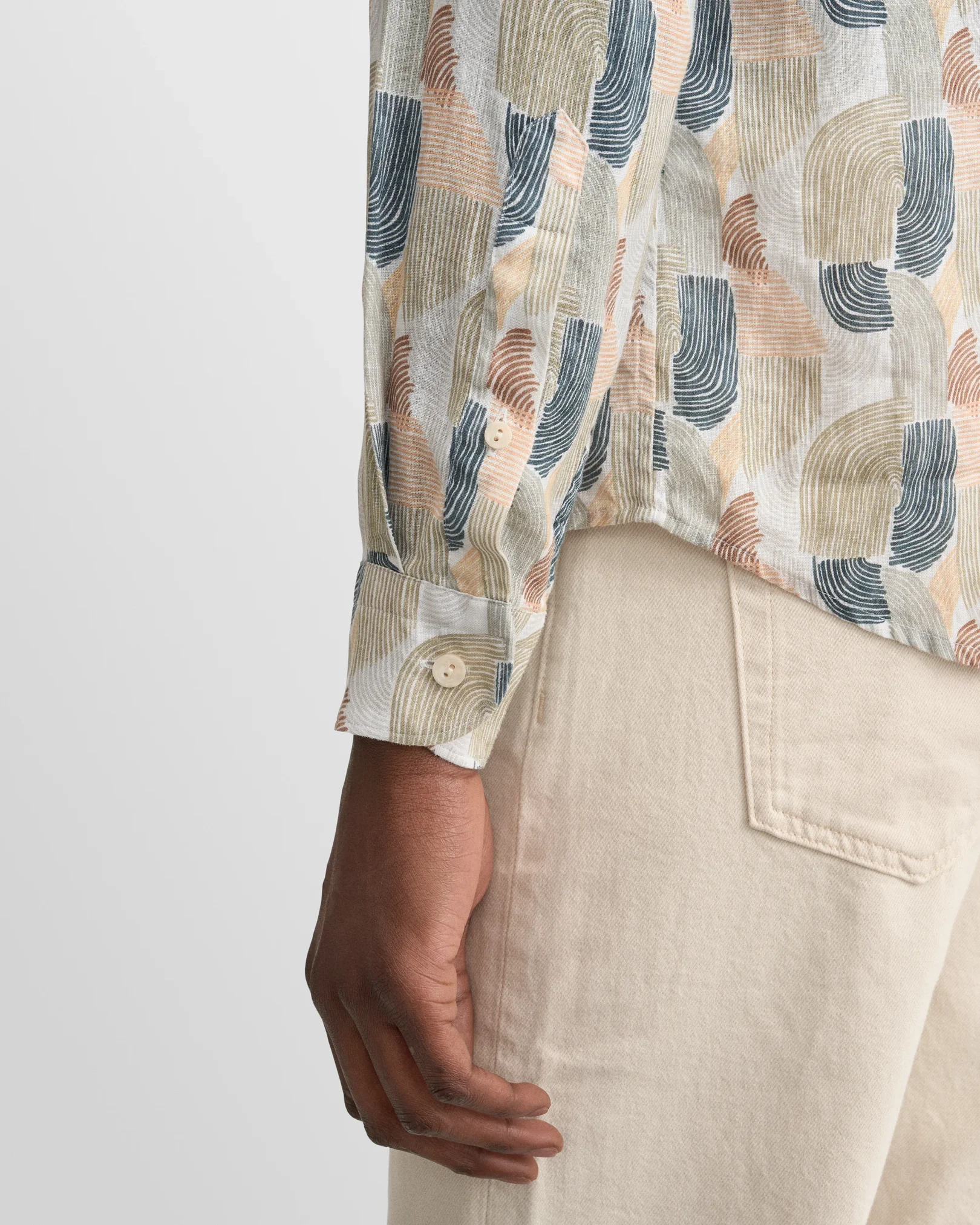 Eton - geometric print linen shirt