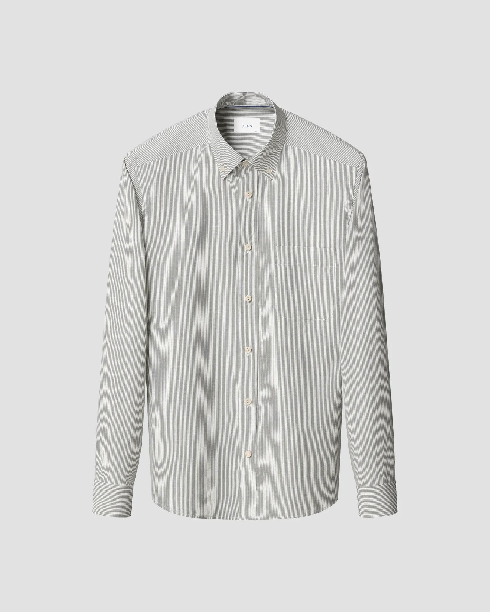 Eton - mid green striped chambray shirt