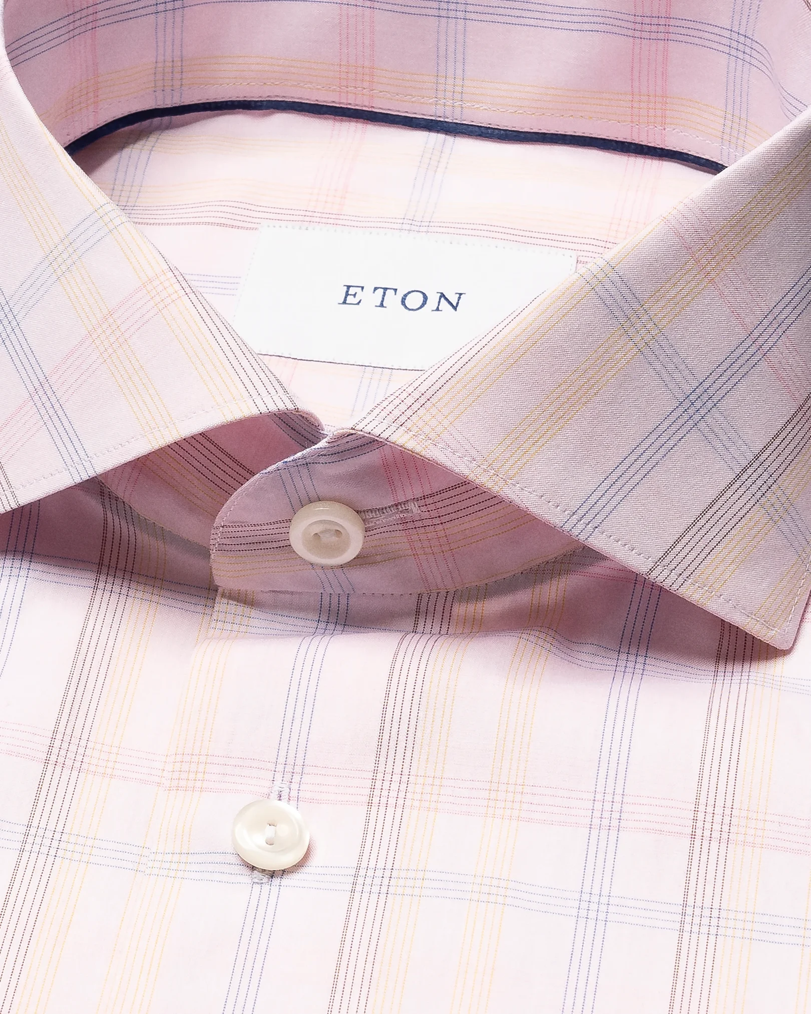 Eton - pink plaid breeze poplin shirt wide spread