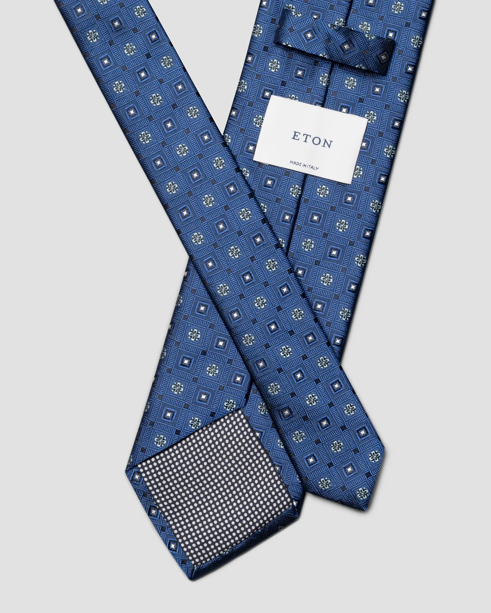 Eton - geometric woven silk tie dark 236