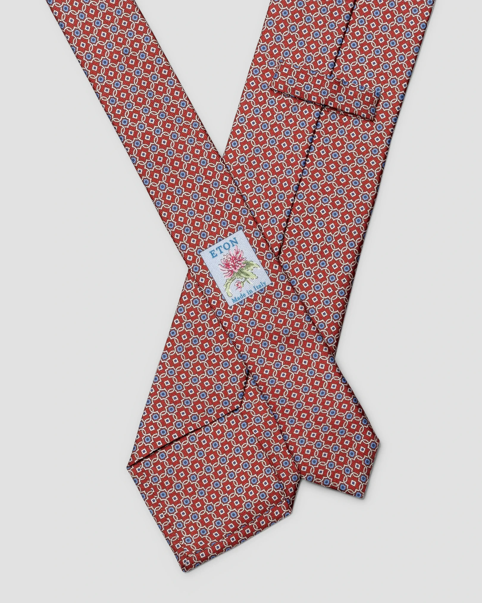 Eton - dark red medallion printed silk tie