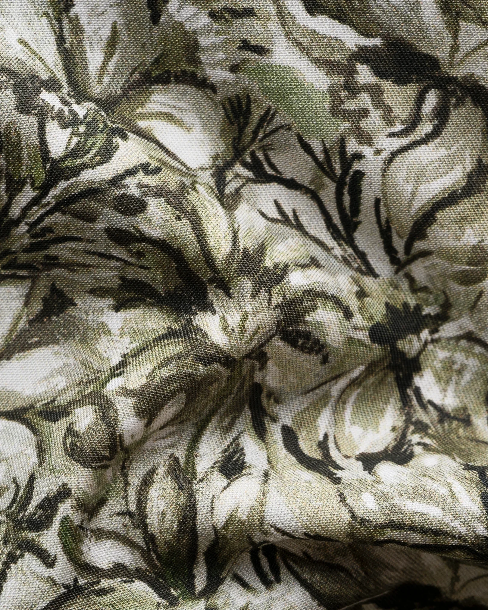 Eton - dark green floral twill shirt
