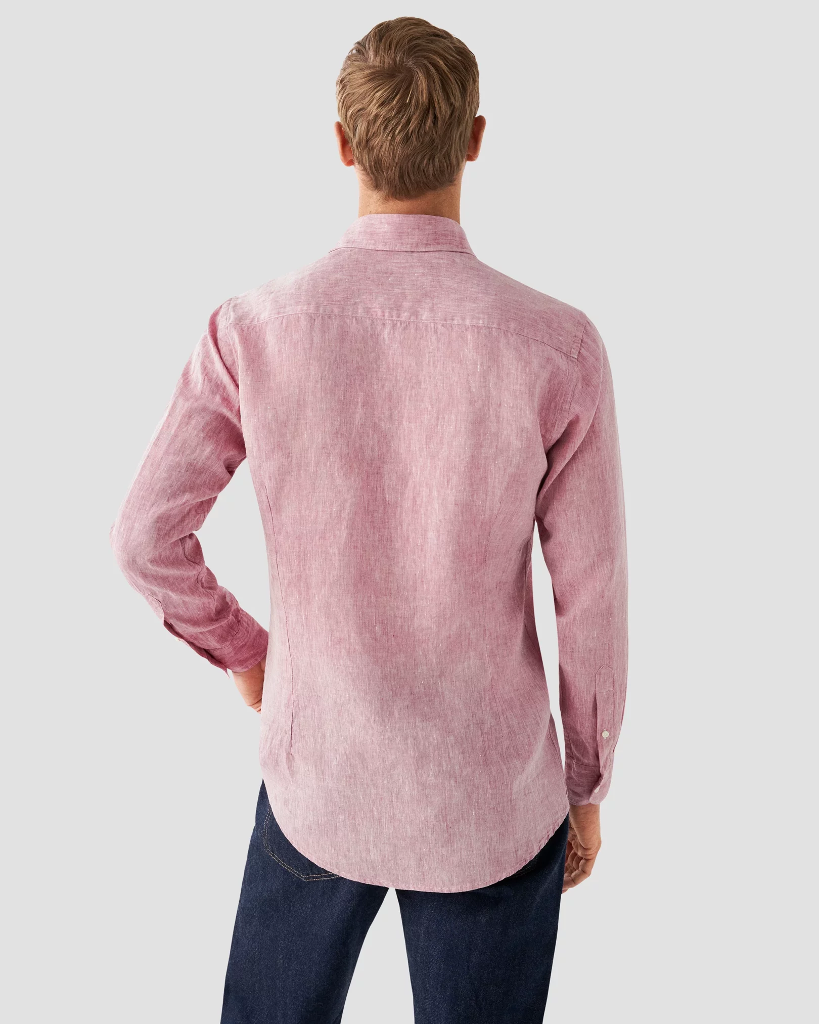 Eton - wide spread pink linen