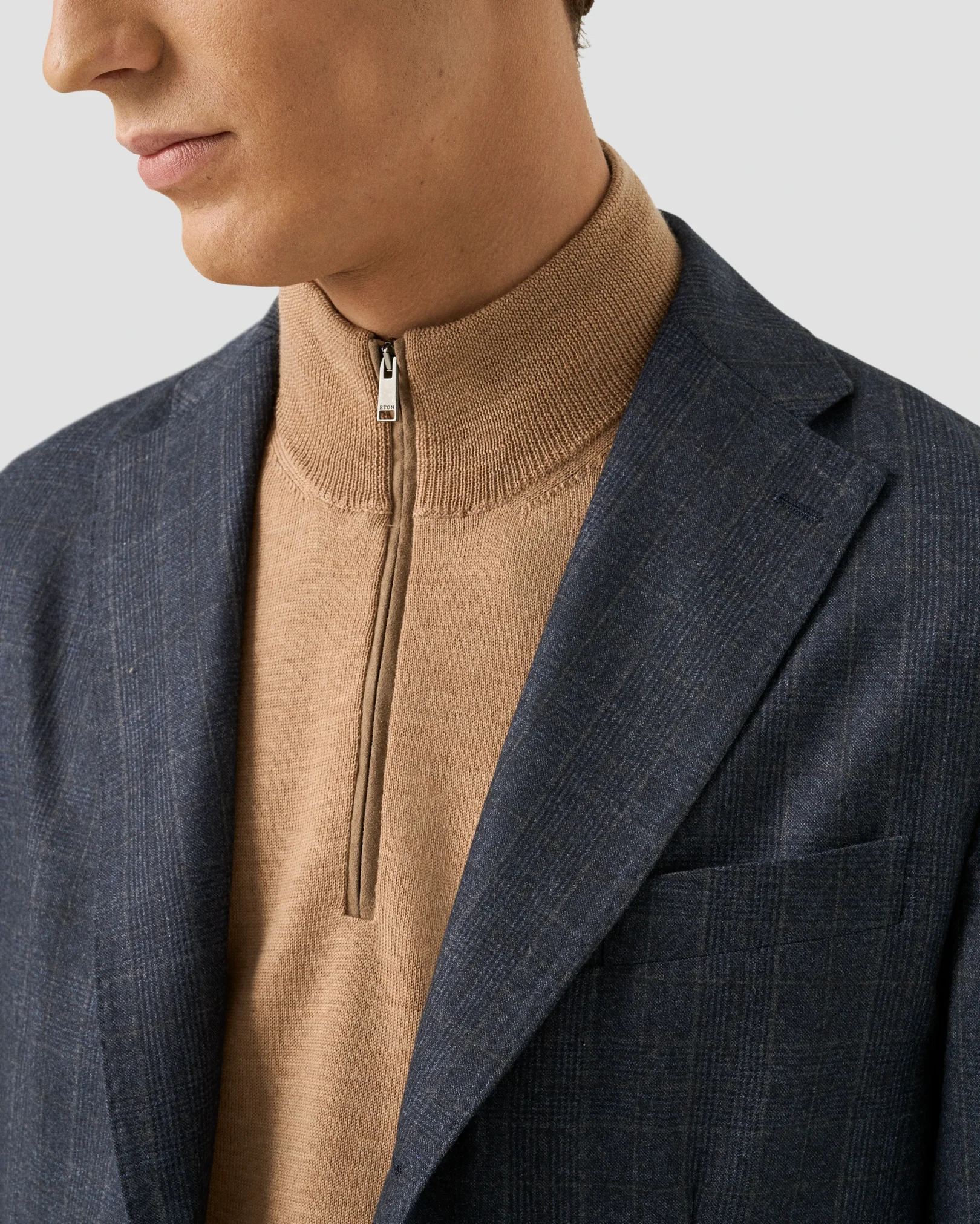 Eton - yellow merino quarter zip knit sweater