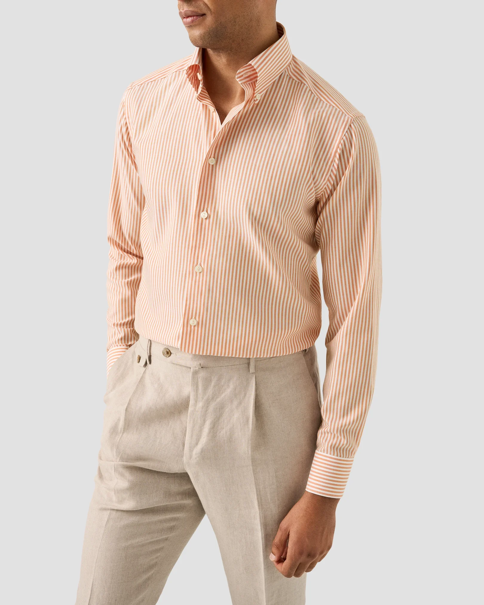 Eton - orange striped signature oxford shirt