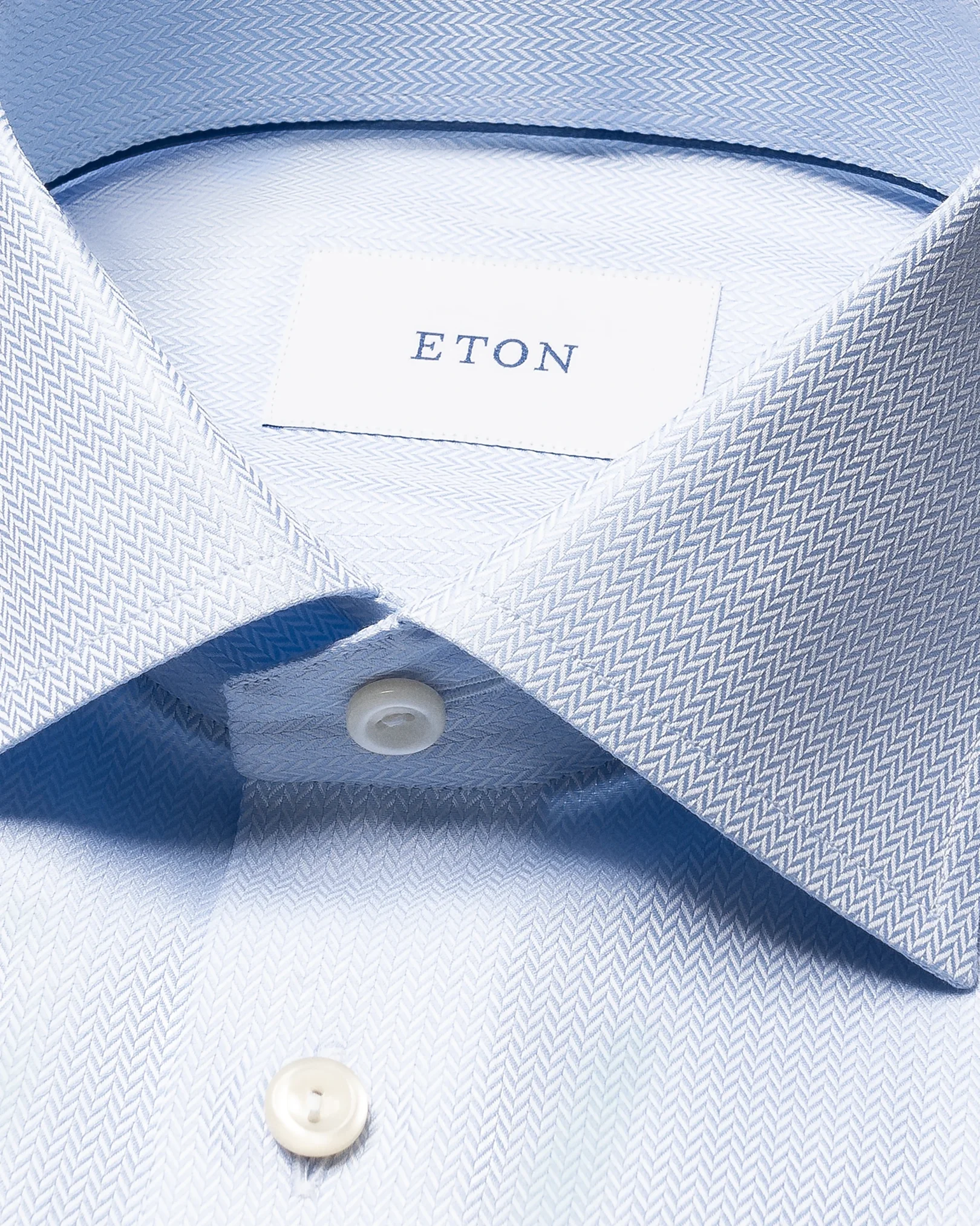 Eton - light blue herringbone signature twill shirt