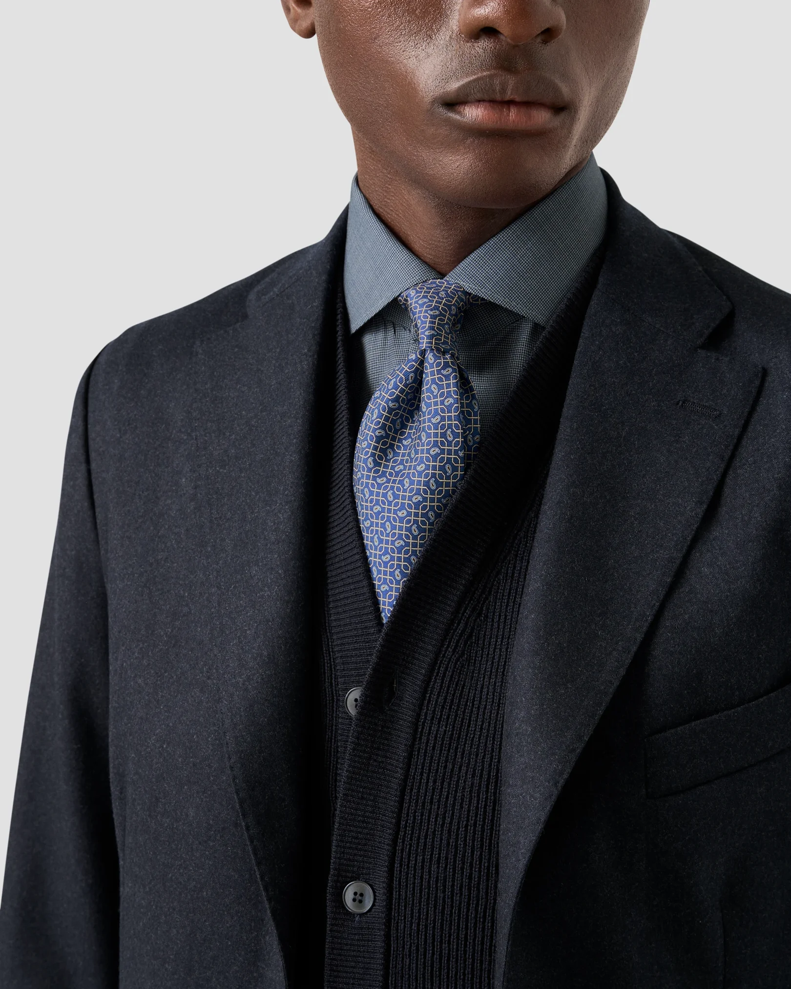 Eton - semi solid merino shirt wide spread