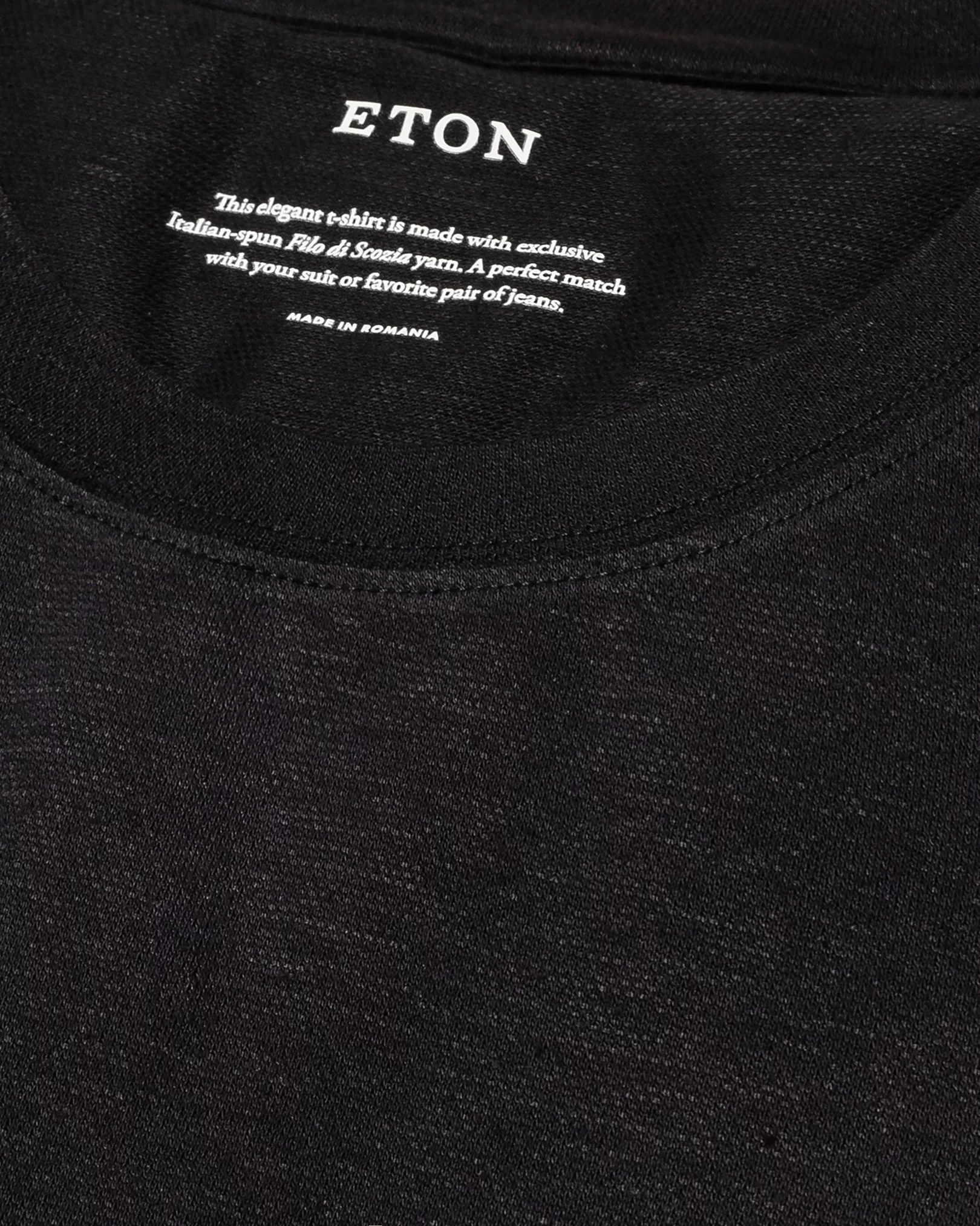 Eton - black pique t shirt short sleeve boxfit t shirt
