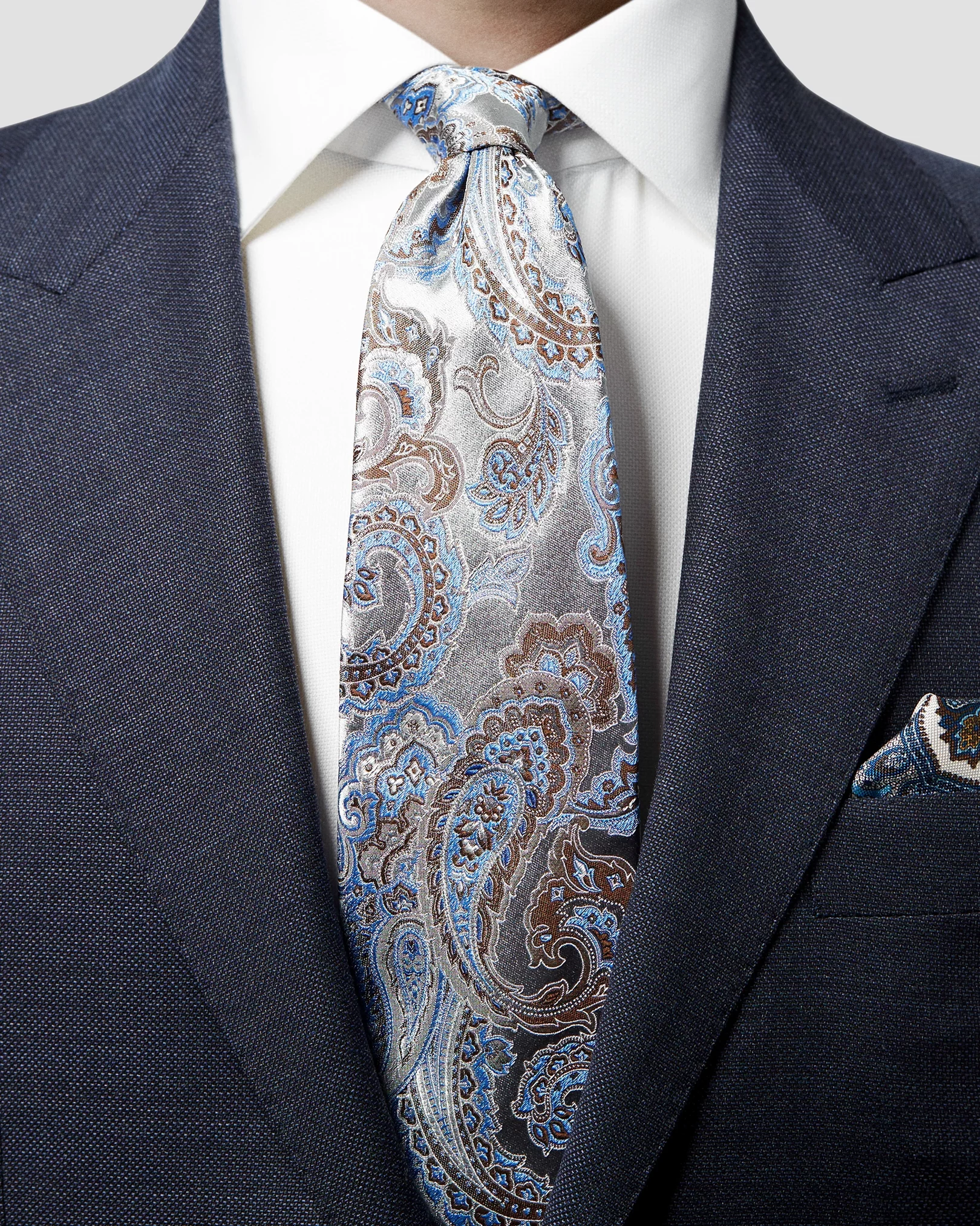 Eton - grey jacquard paisley tie