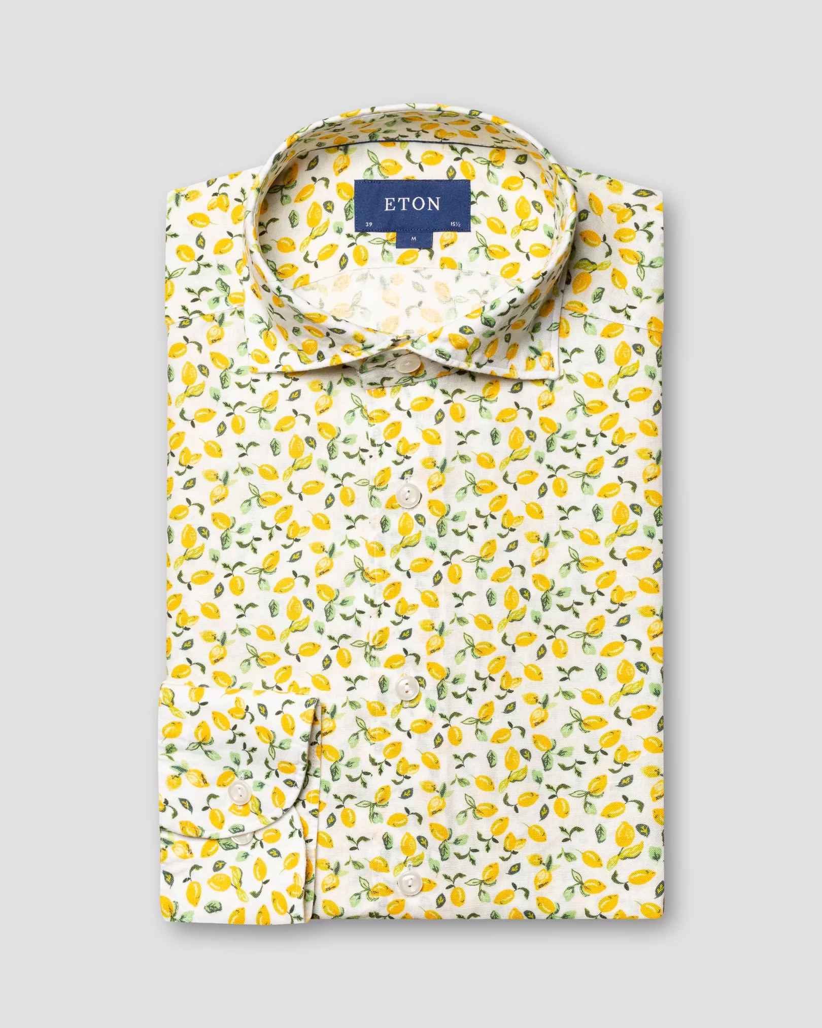 Yellow Lemon Print Linen Shirt