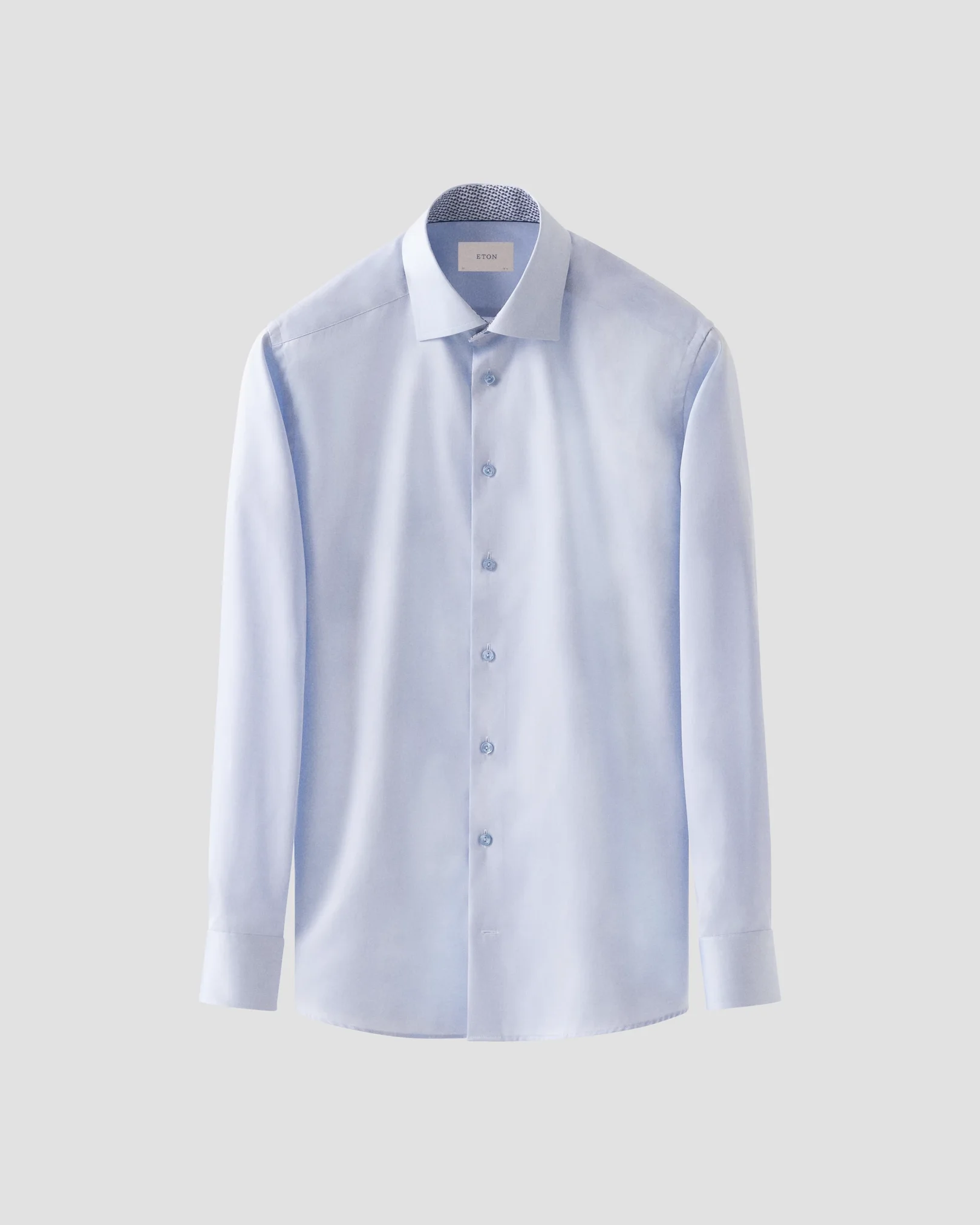 Eton - light blue solid signature twill geometric effect shirt