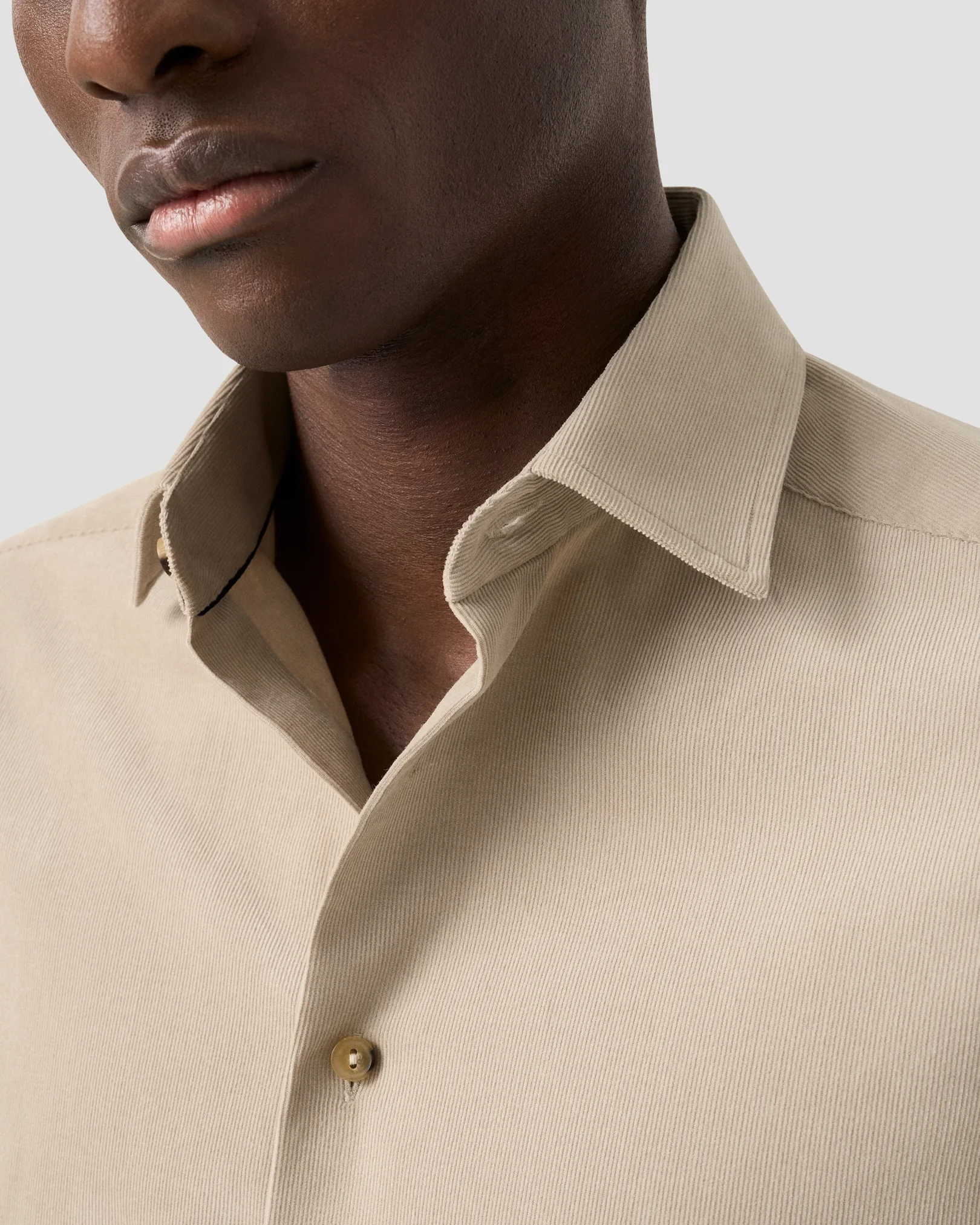 Eton - beige solid corduroy shirt