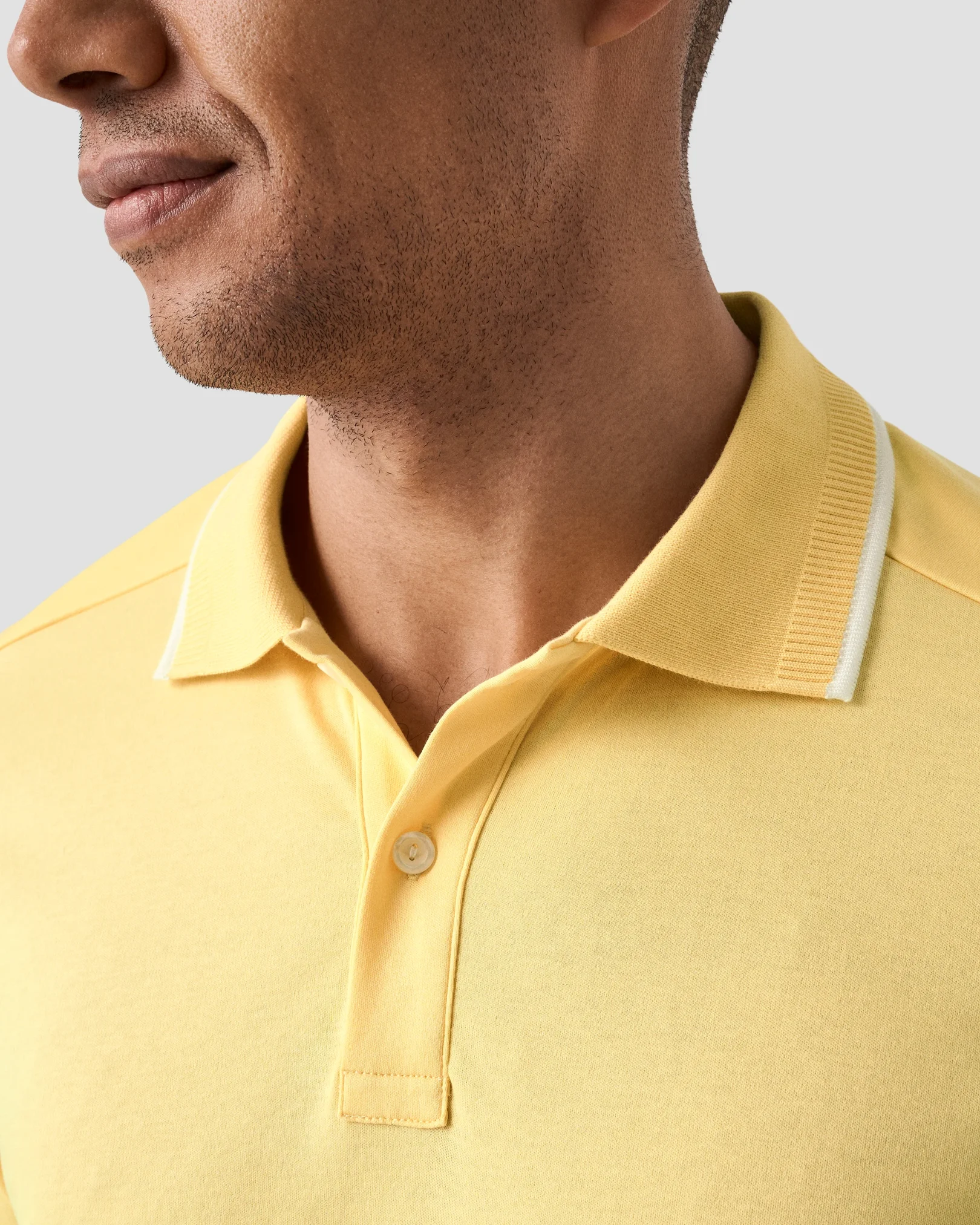 Eton - yellow cotton interlock polo shirt