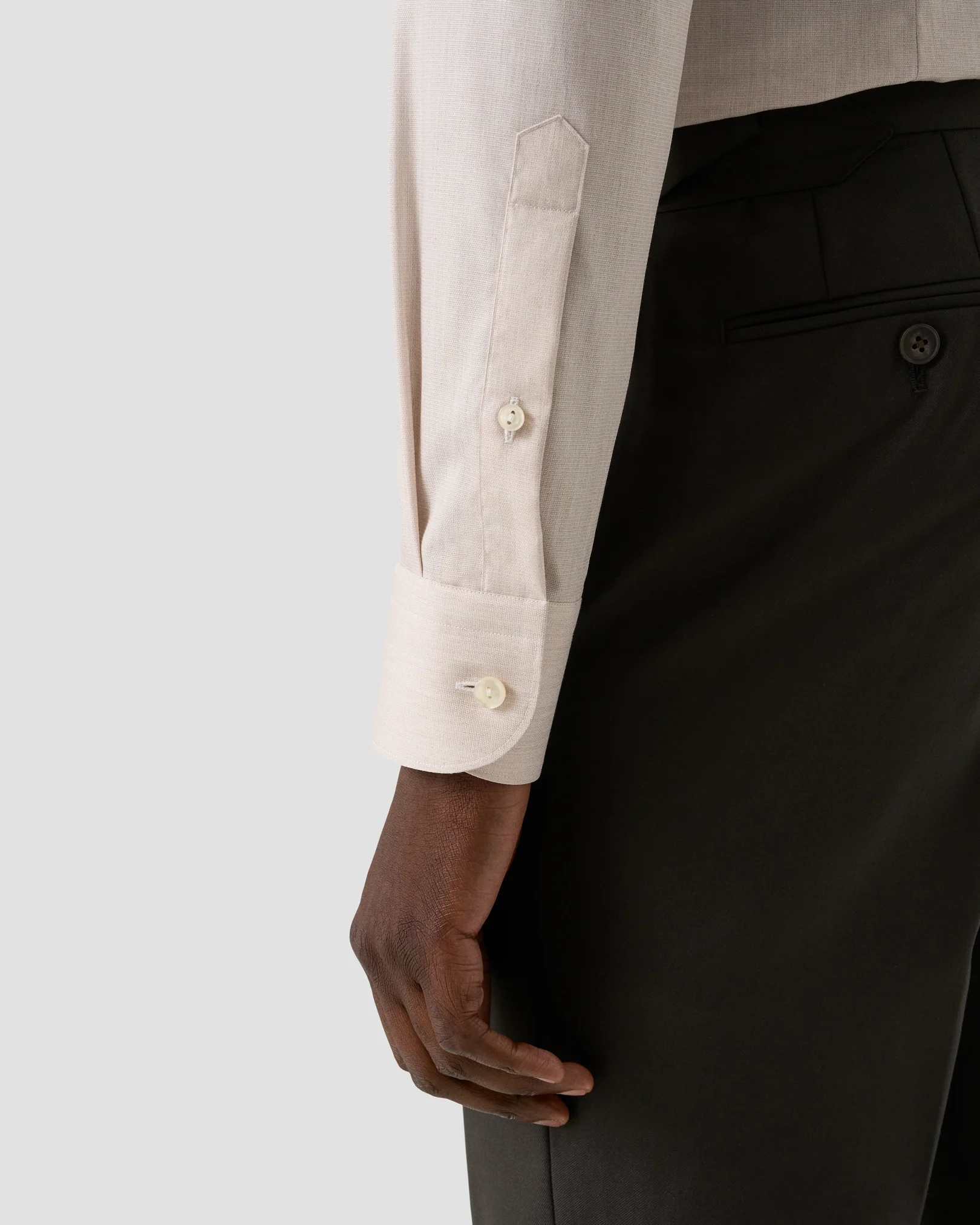 Eton - beige solid twill shirt