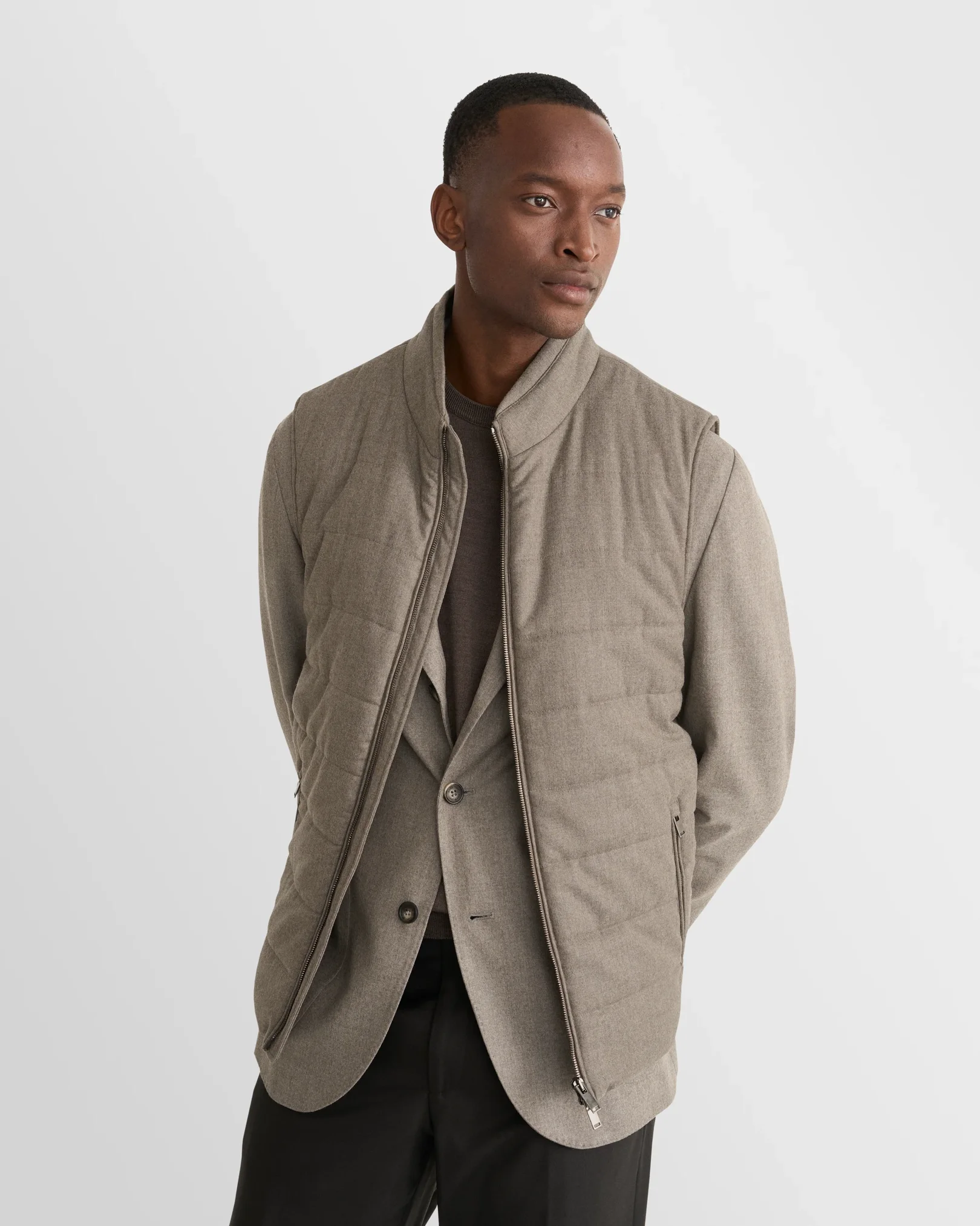 Eton - wool padded vest beige 256