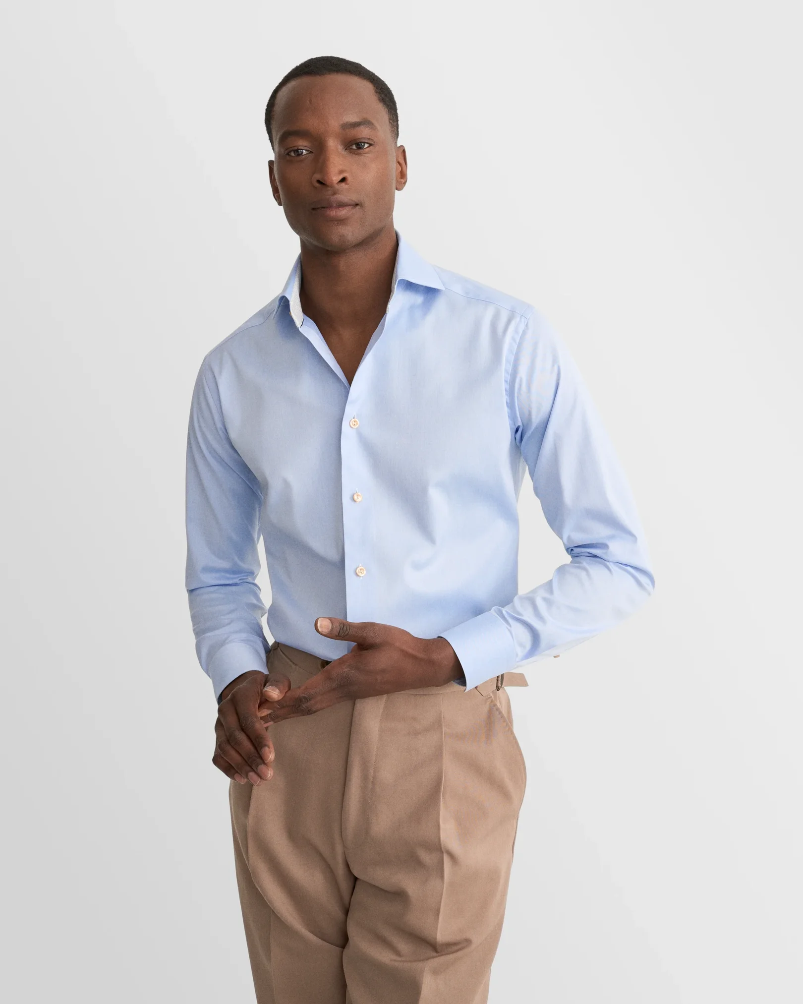 Eton - light blue geometric effect signature twill shirt 263