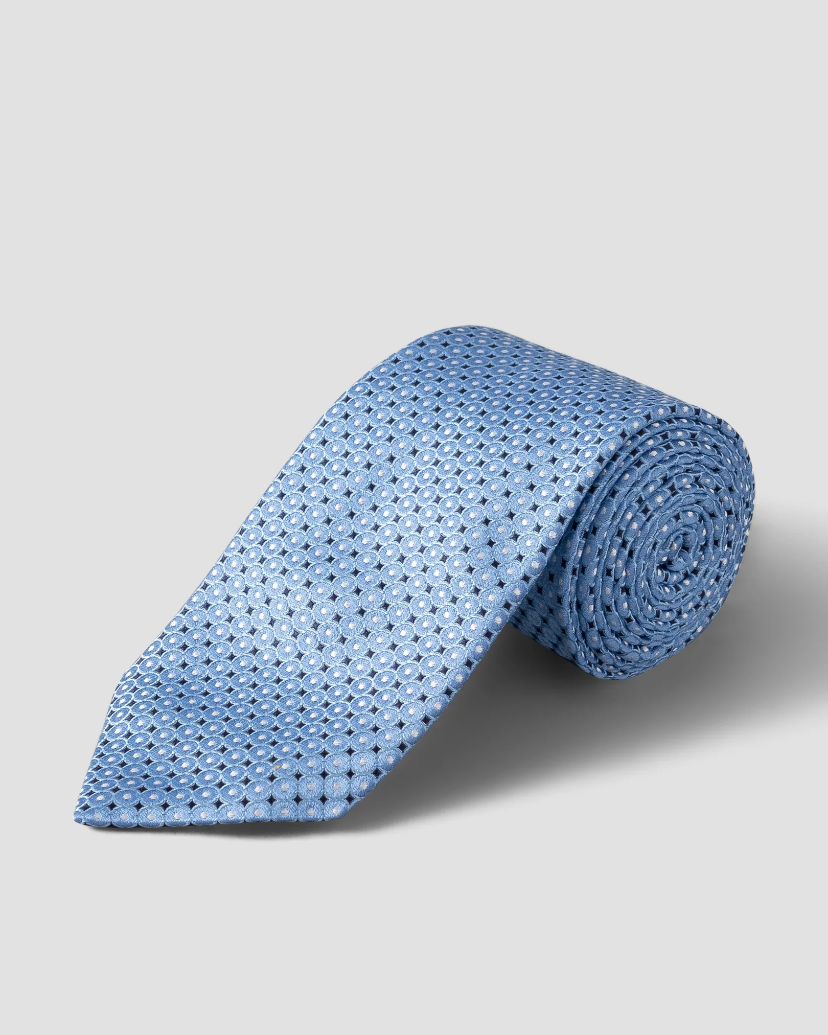 Blue Geometric Print Silk Tie