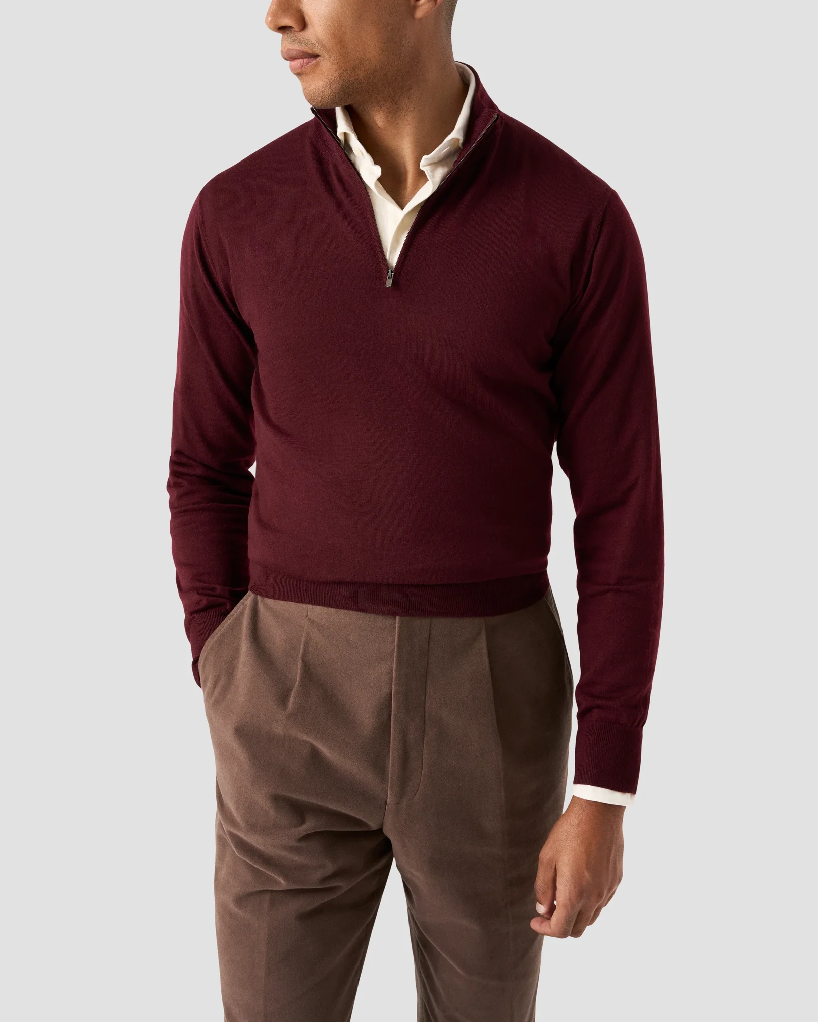 Eton - dark red knitted merino