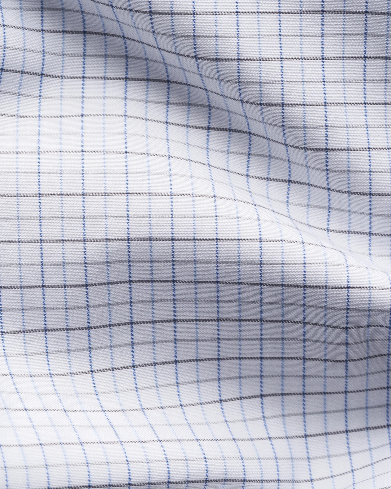 Eton - light blue check twill shirt wide spread 266