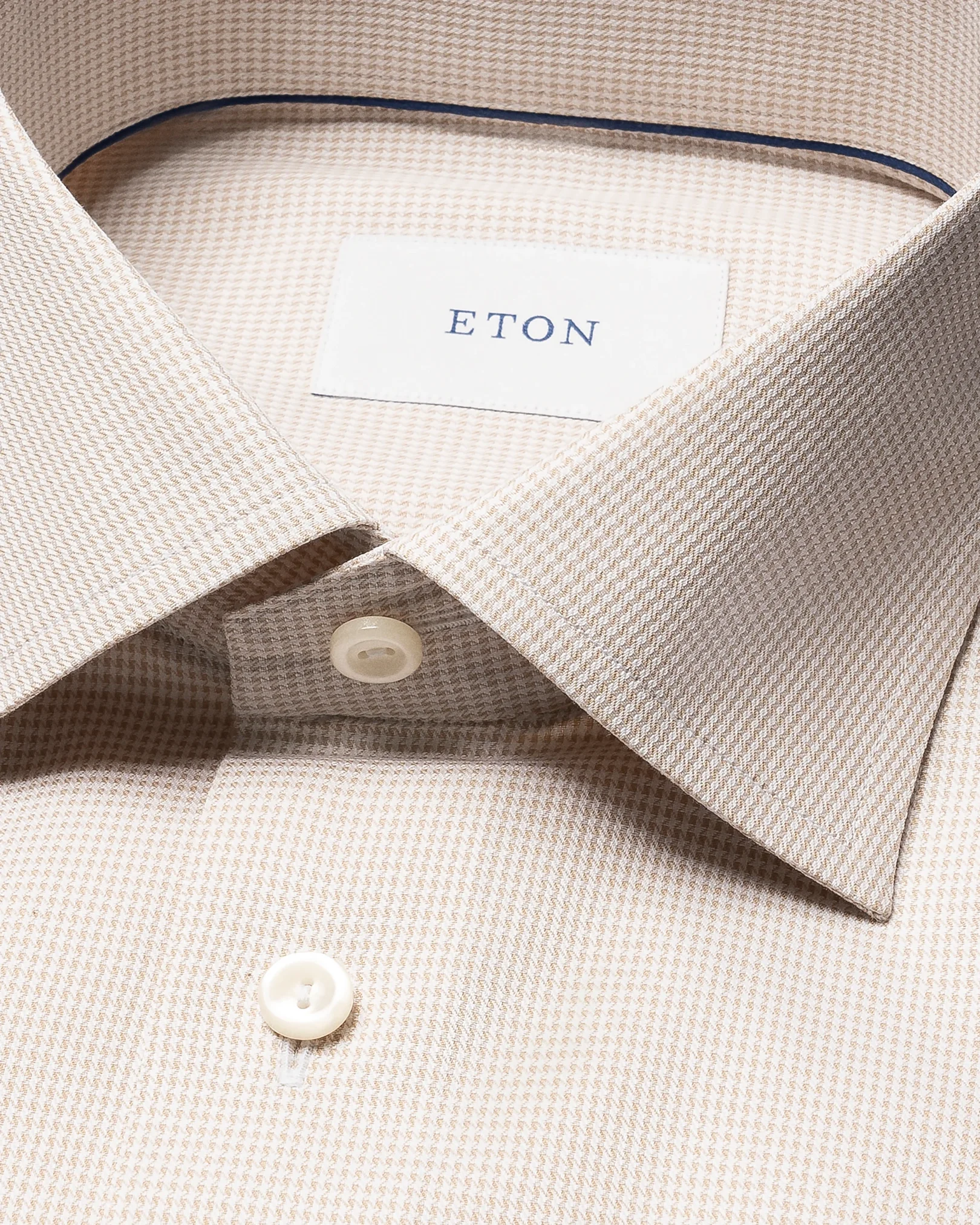 Eton - beige houndstooth signature twill shirt