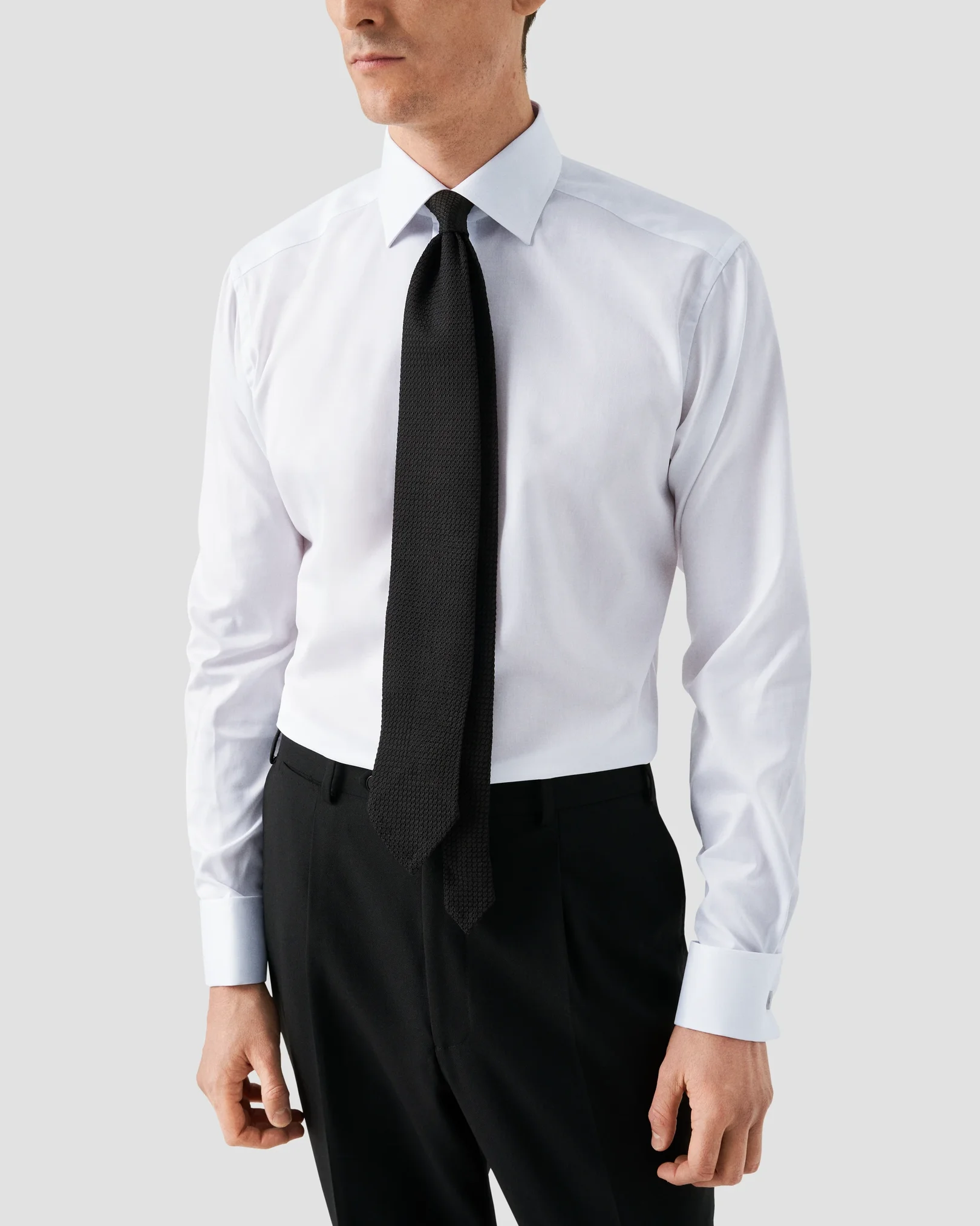 Eton - Chemise blanche en twill signature – poignet mousquetaire