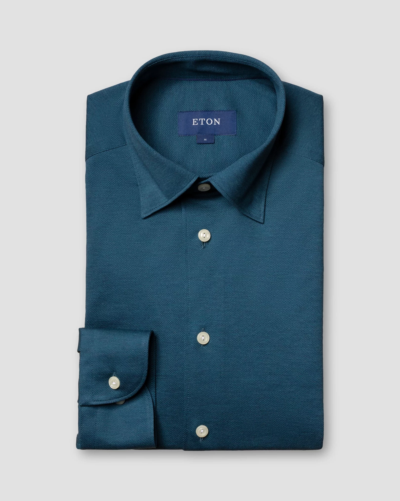 Eton - petrol pique shirt long sleeved