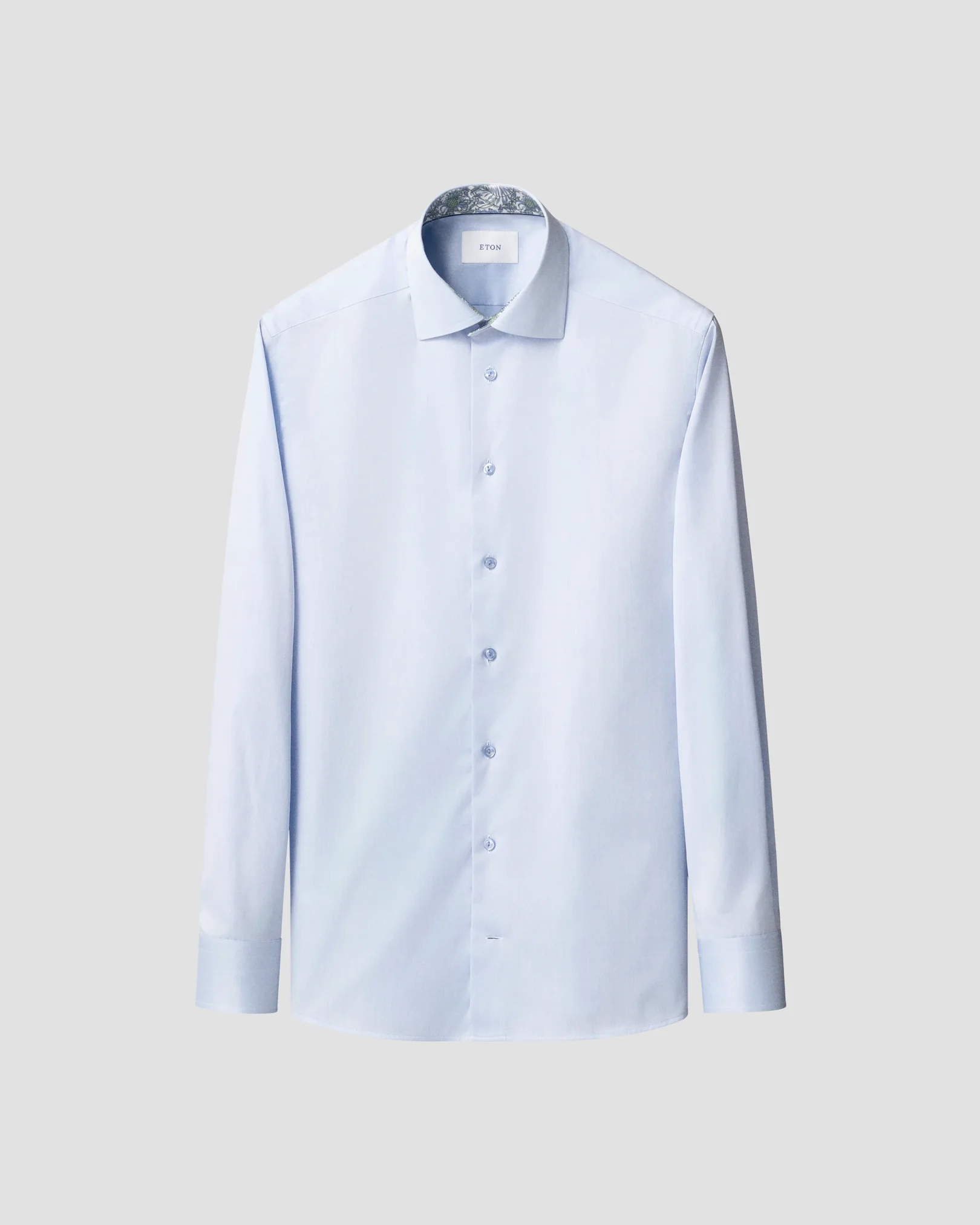 Eton - lught blue floral effect signature twill shirt 261