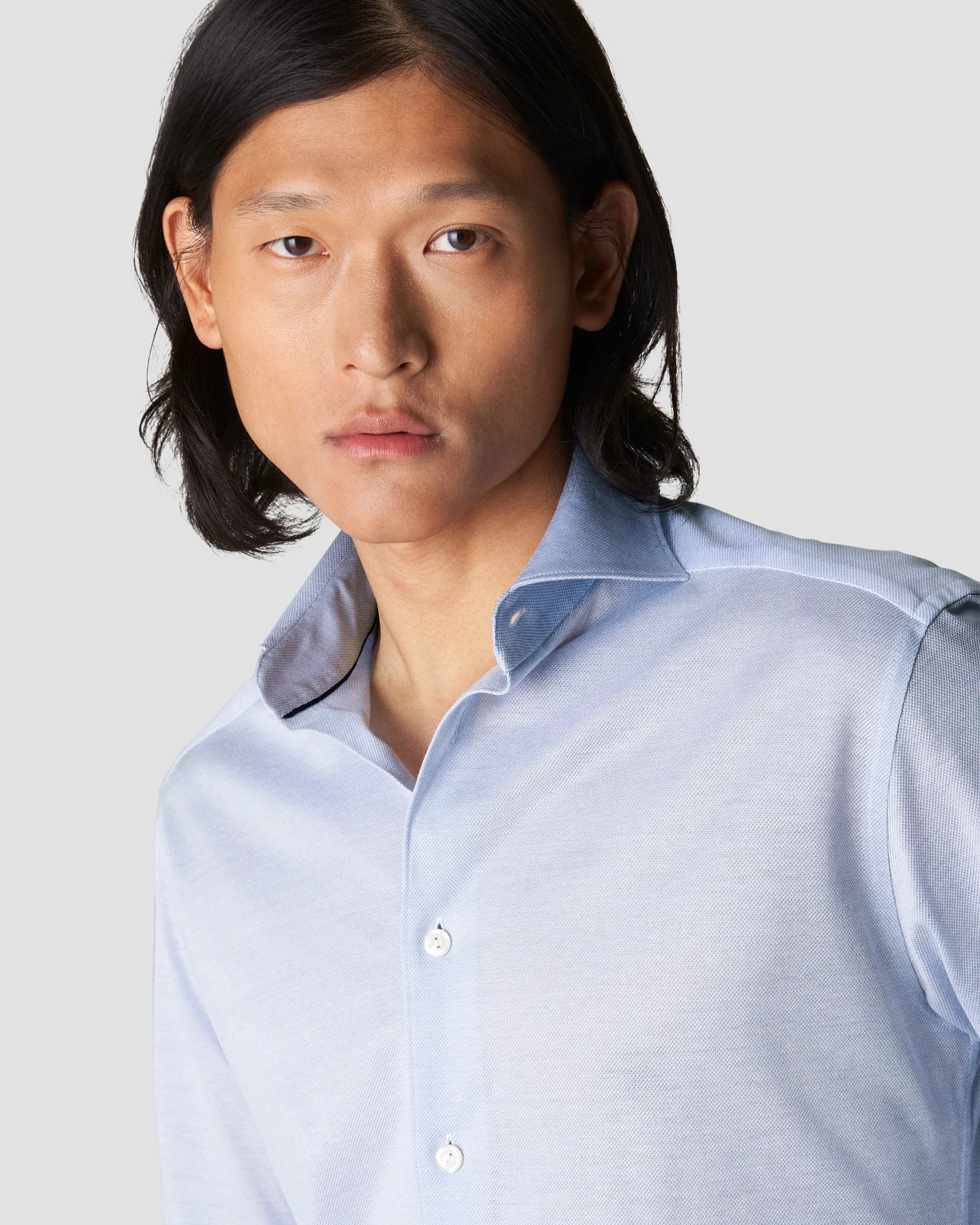 Light Blue Oxford Piqué Shirt - Eton