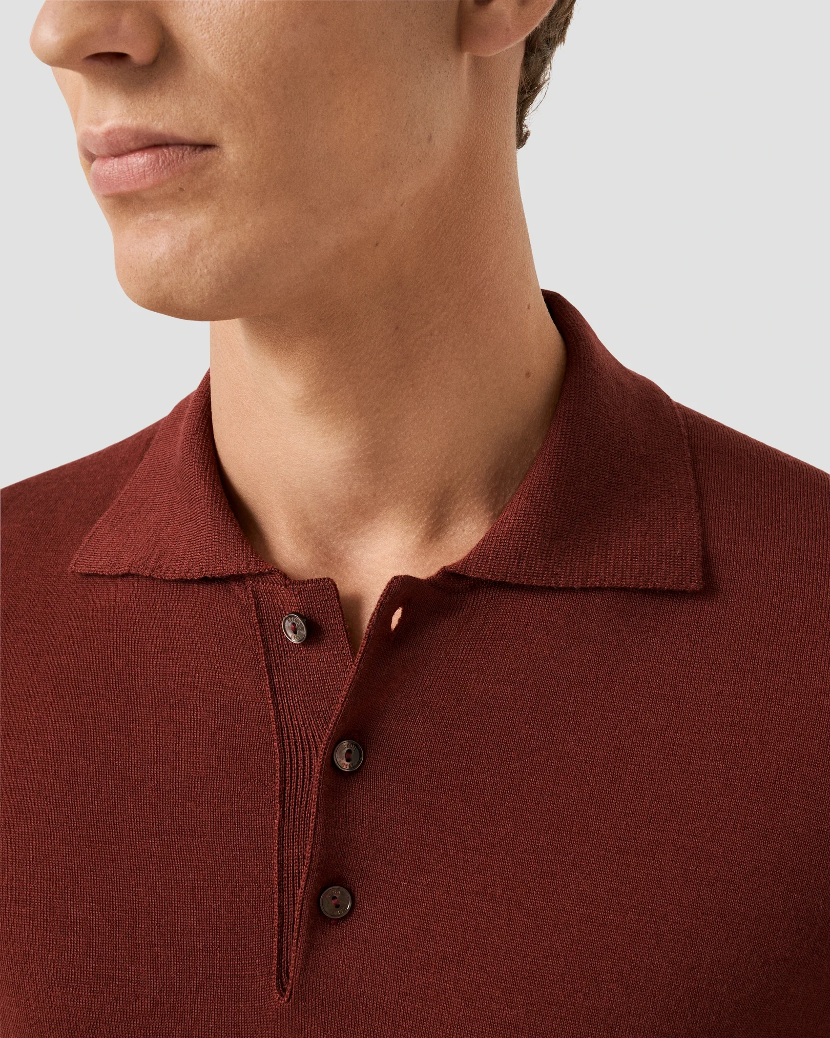 Eton - red fine knit merino polo 256