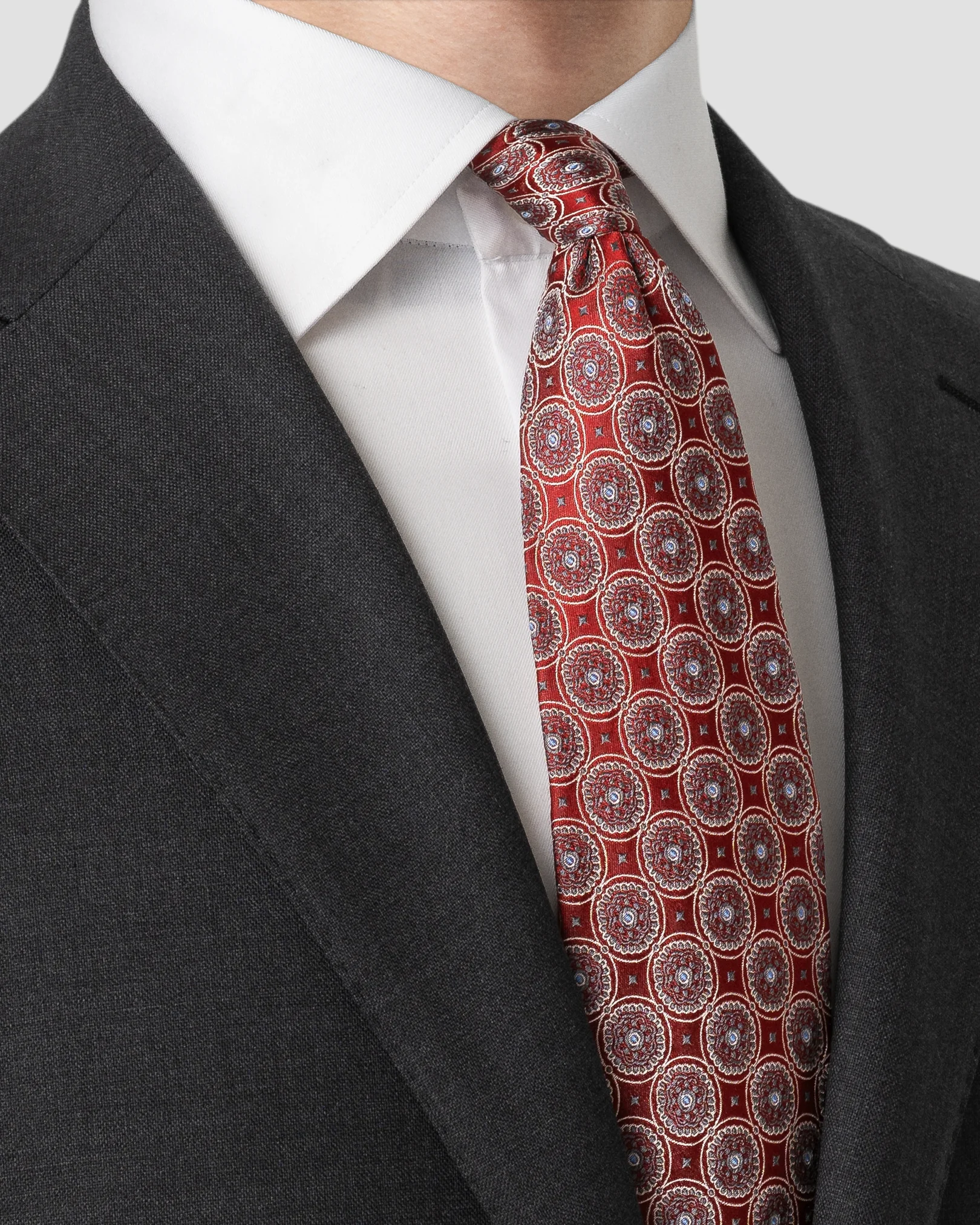 Eton - medallion woven silk tie red medallion woven silk tie