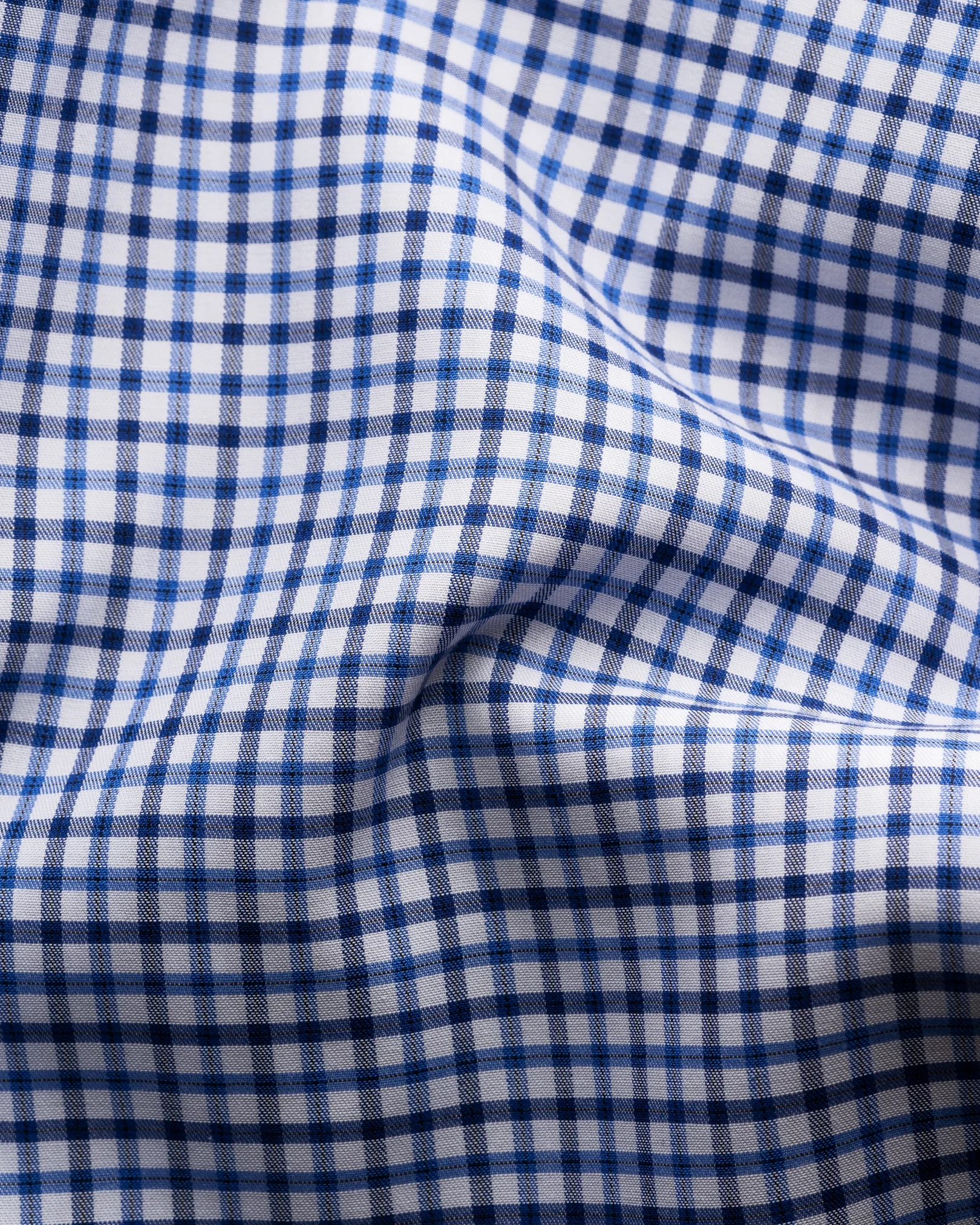 Eton - mid blue check fine twill shirt