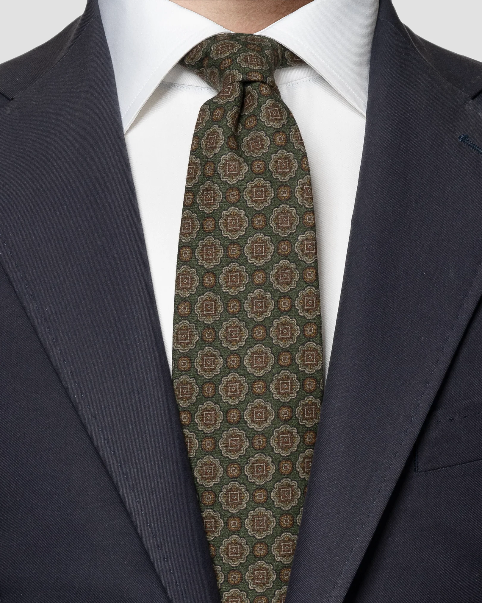 Eton - green pure wool tie