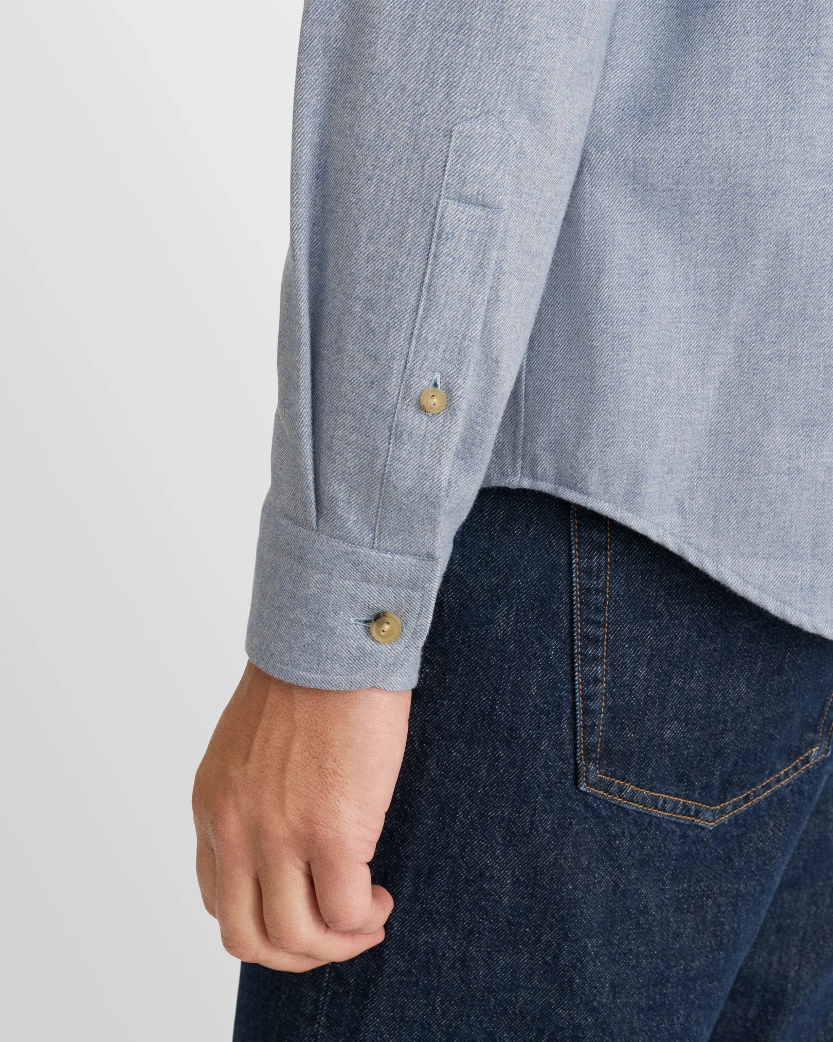 Eton - light blue solid flannel shirt