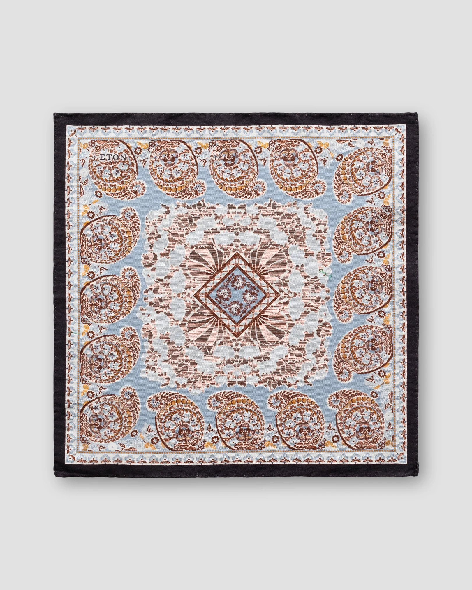 Eton - brown paisley cotton silk pocket square