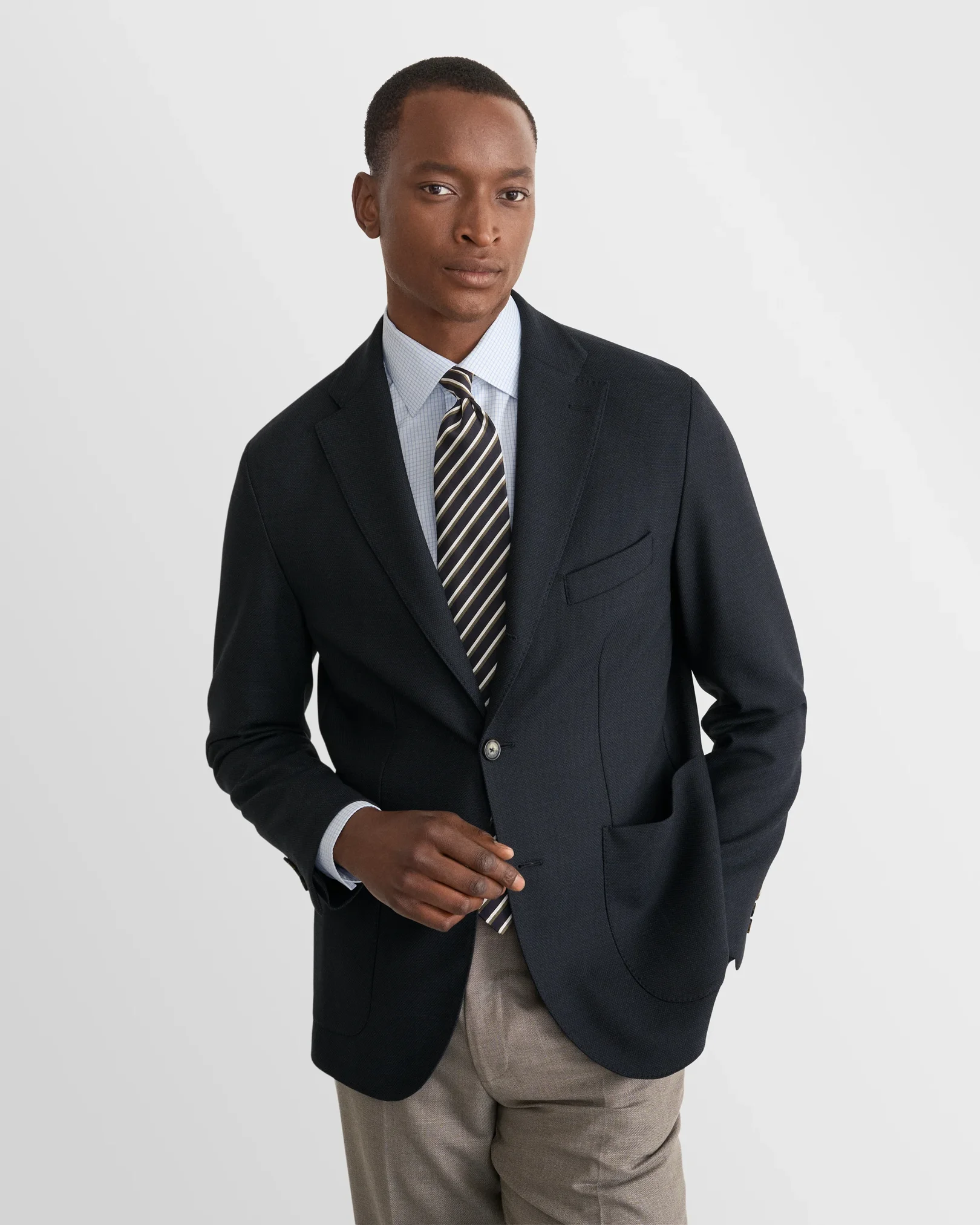 Eton - light blue checked supima 120 shirt