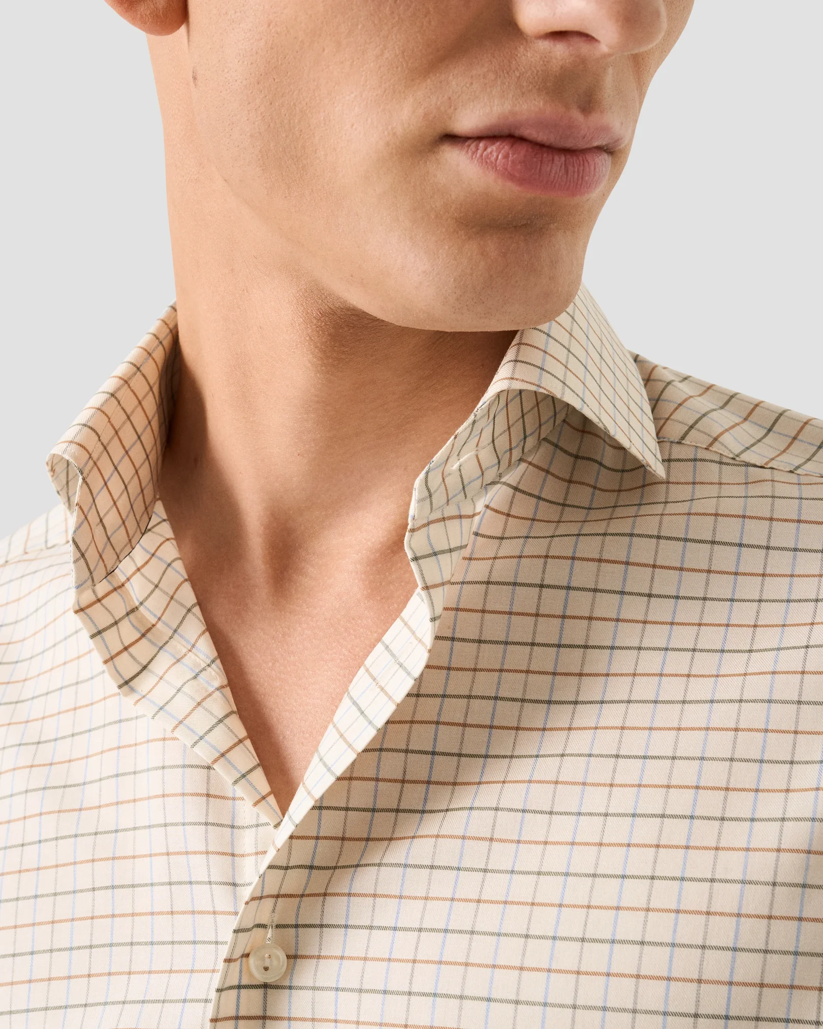 Eton - mid green check signature flannel shirt