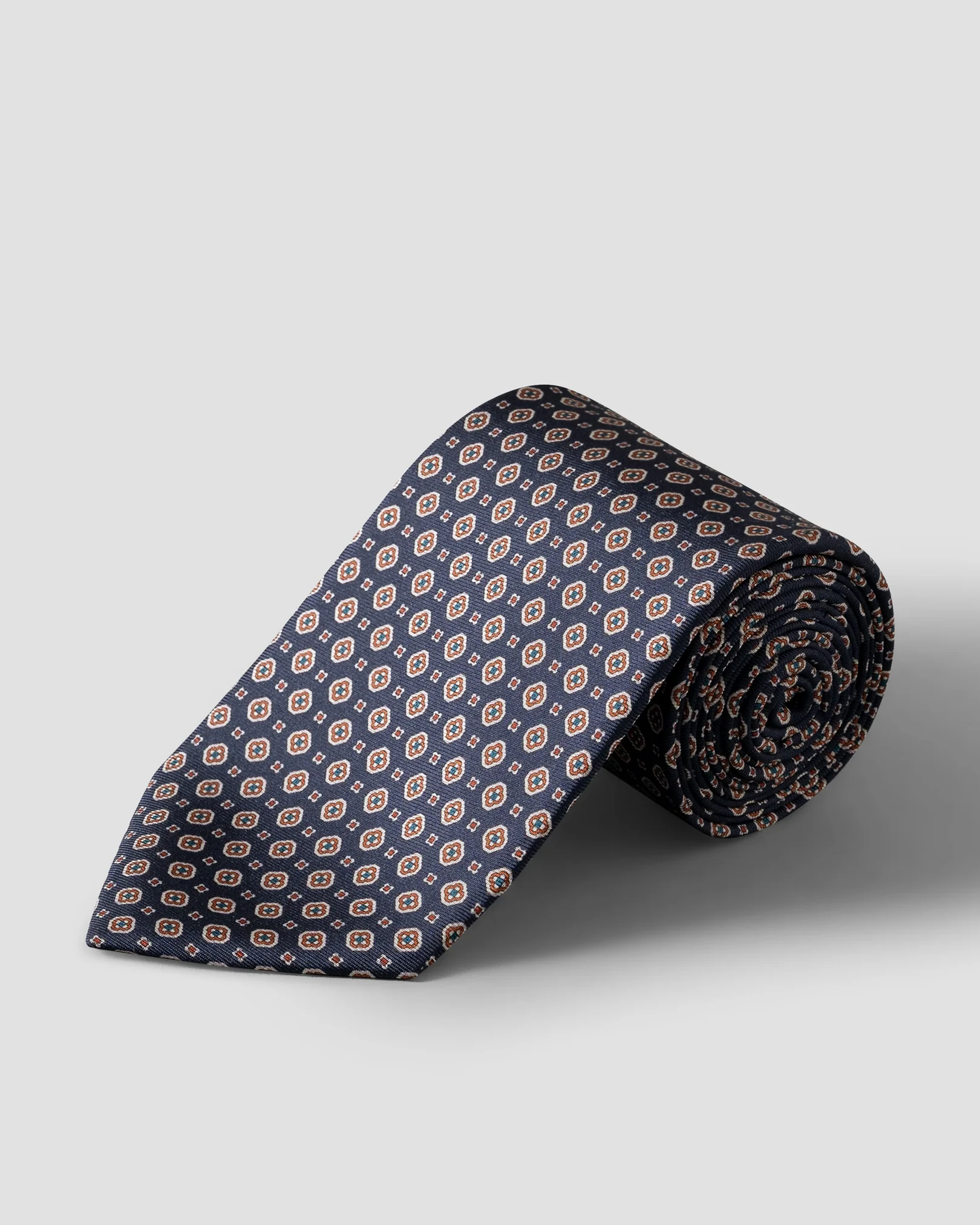 Eton - navy blue medallion printed silk tie