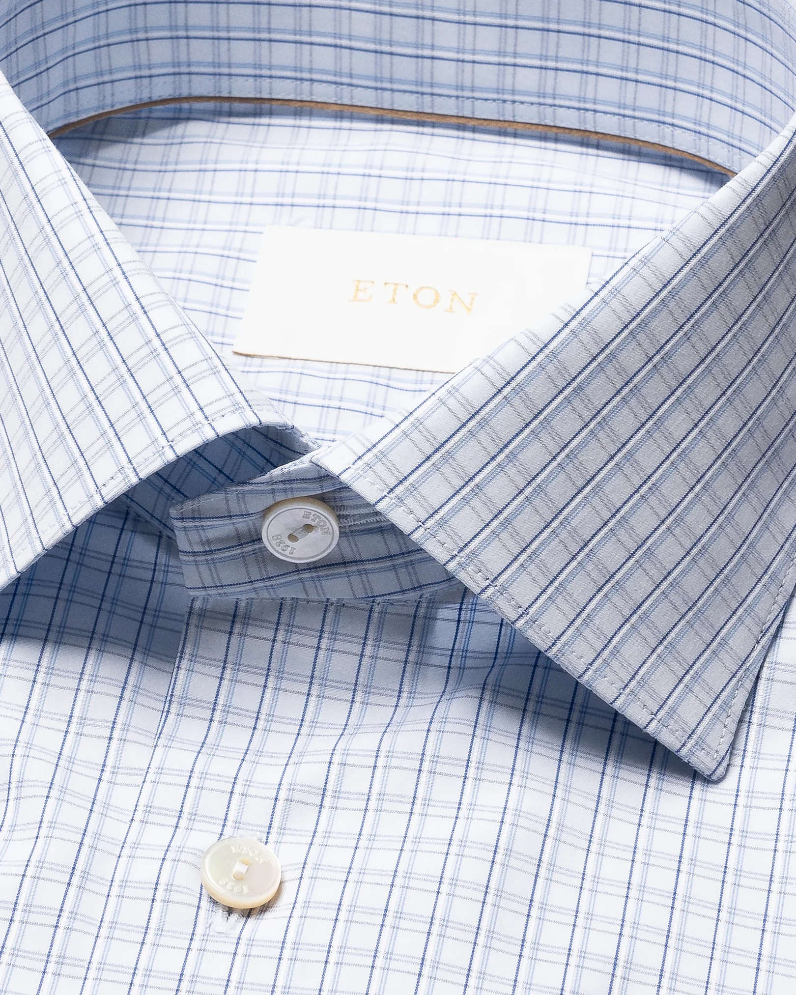 Eton - light blue check supima 266