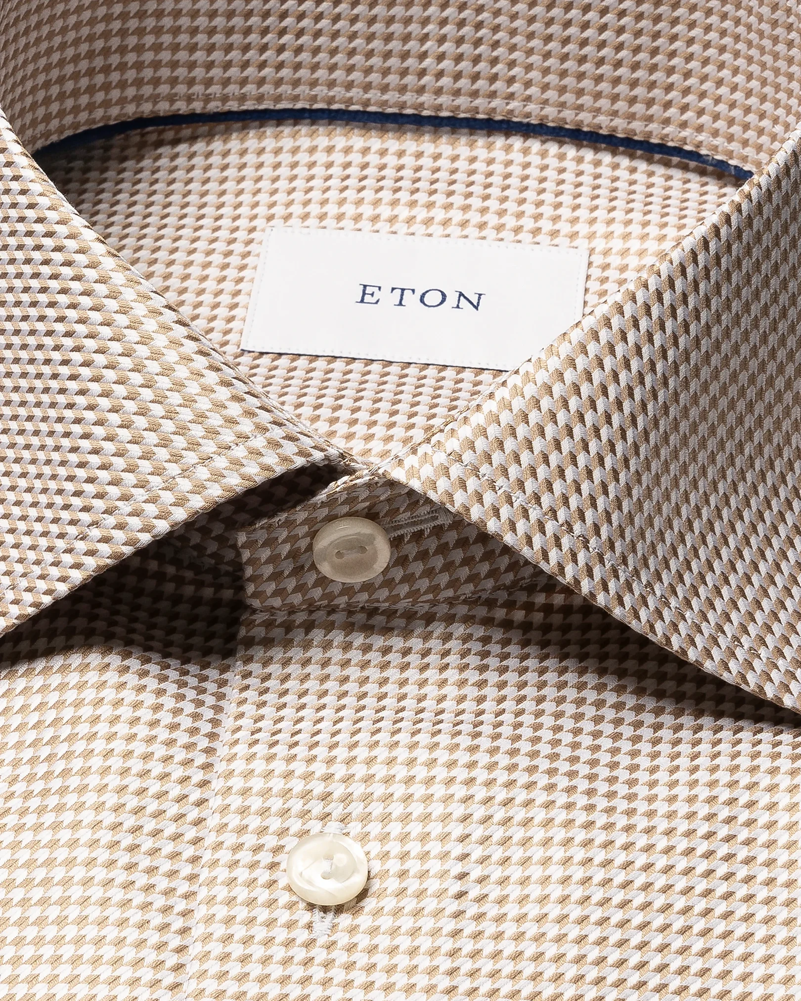 Eton - beige houndstooth king twill shirt
