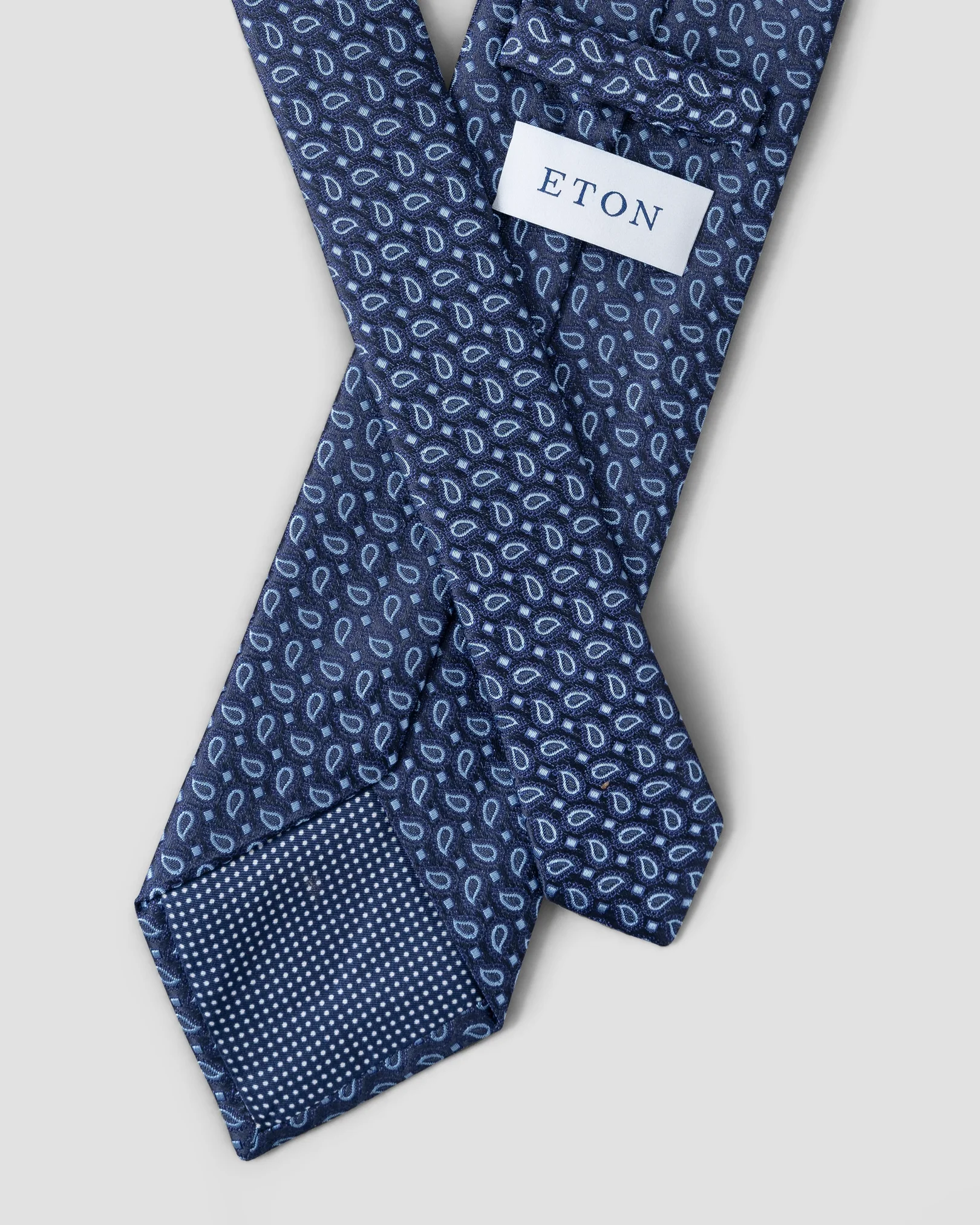 Cravate en soie à micro-imprimé cachemire bleu marine