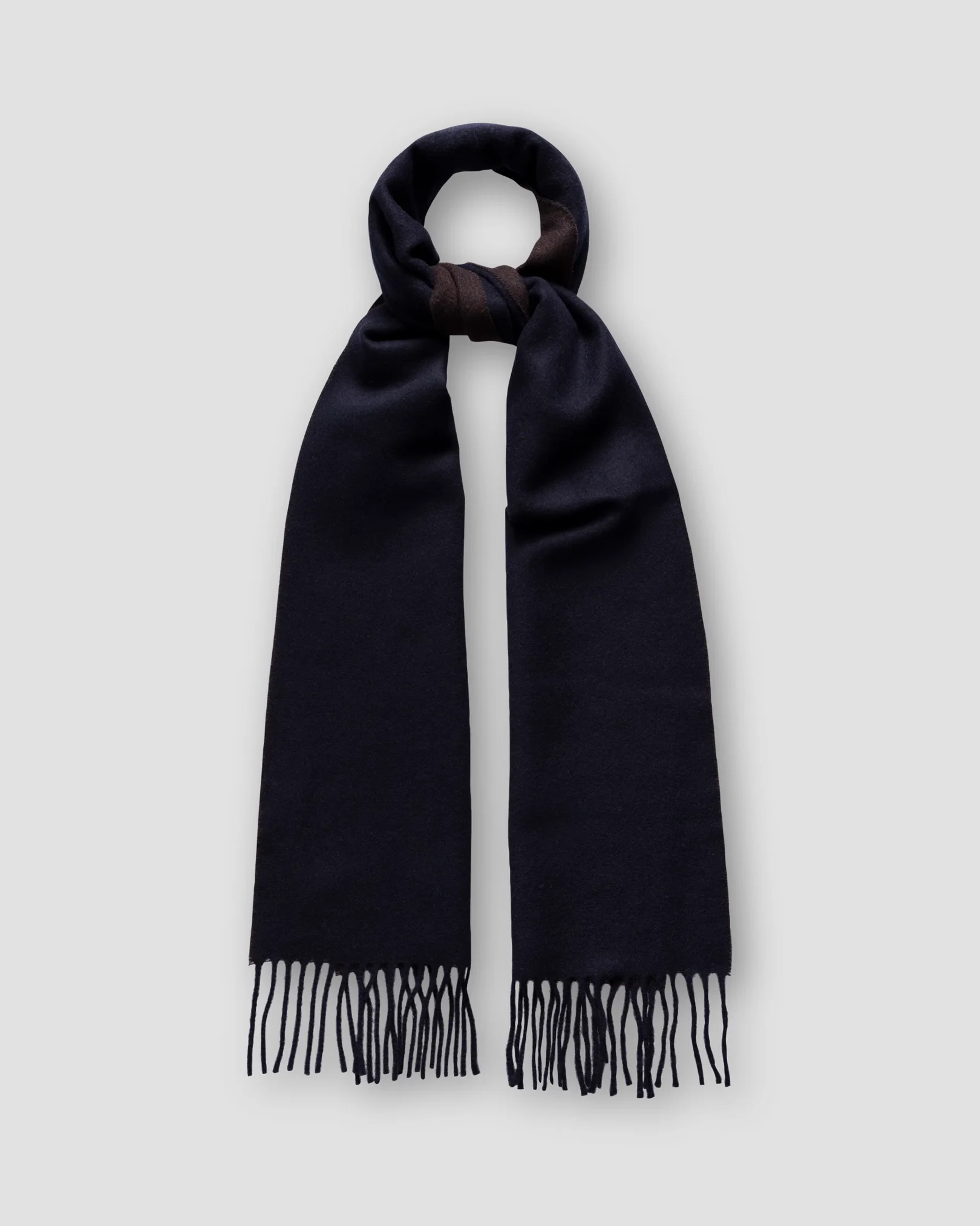 Eton - blue and brown double sided wool scarf