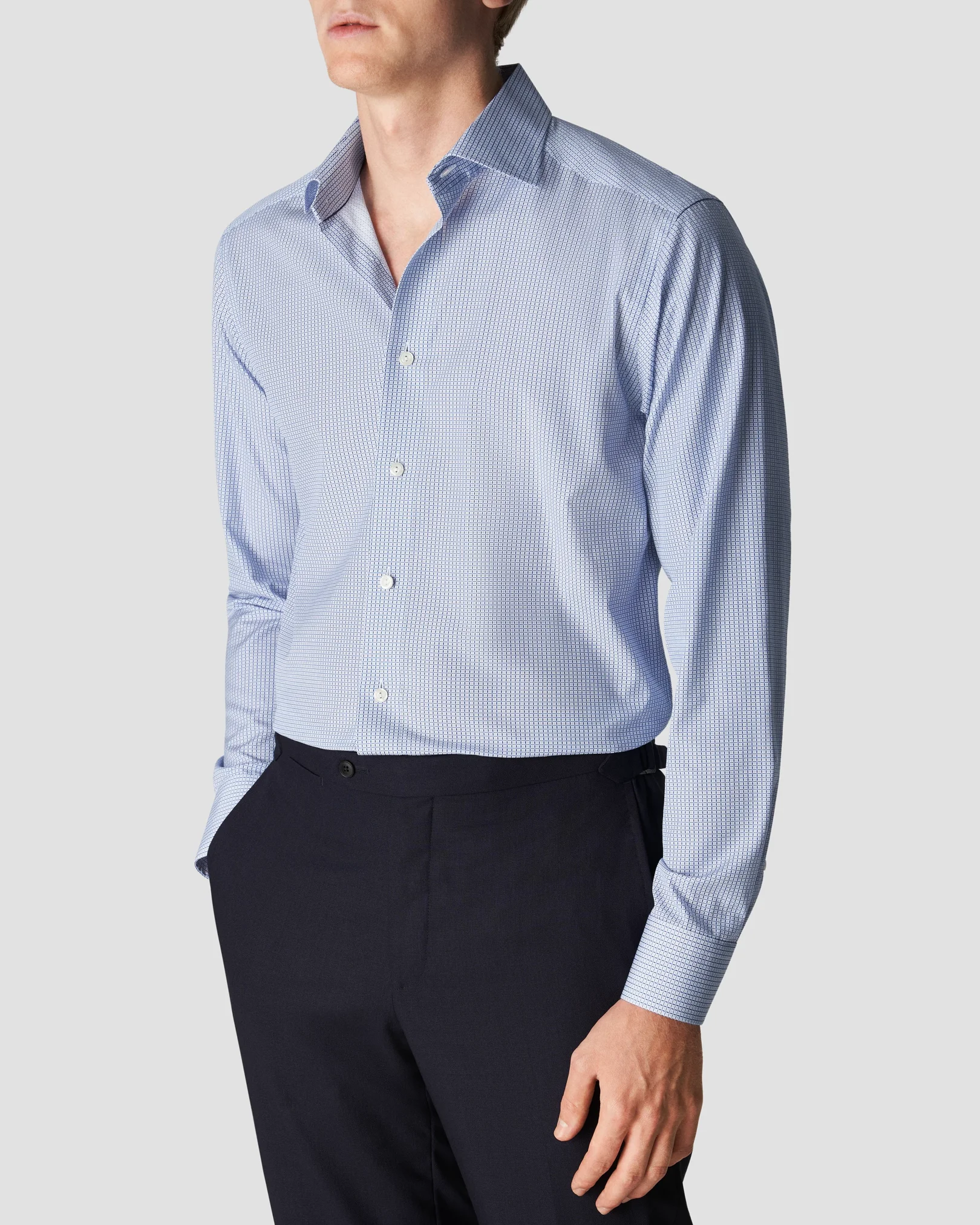 Eton - light blue poplin checked