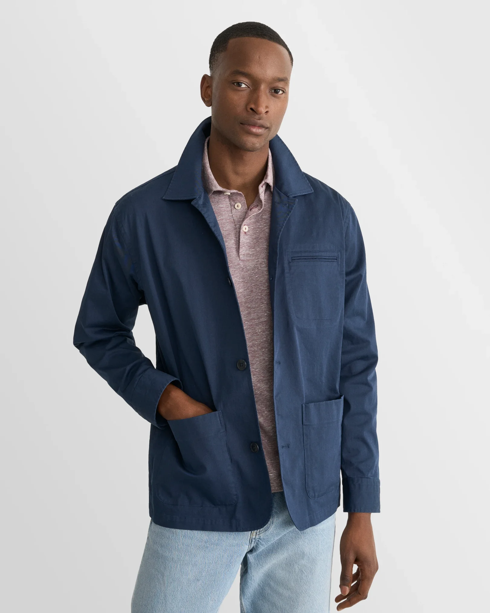 Eton - dark purple cotton linen polo shirt