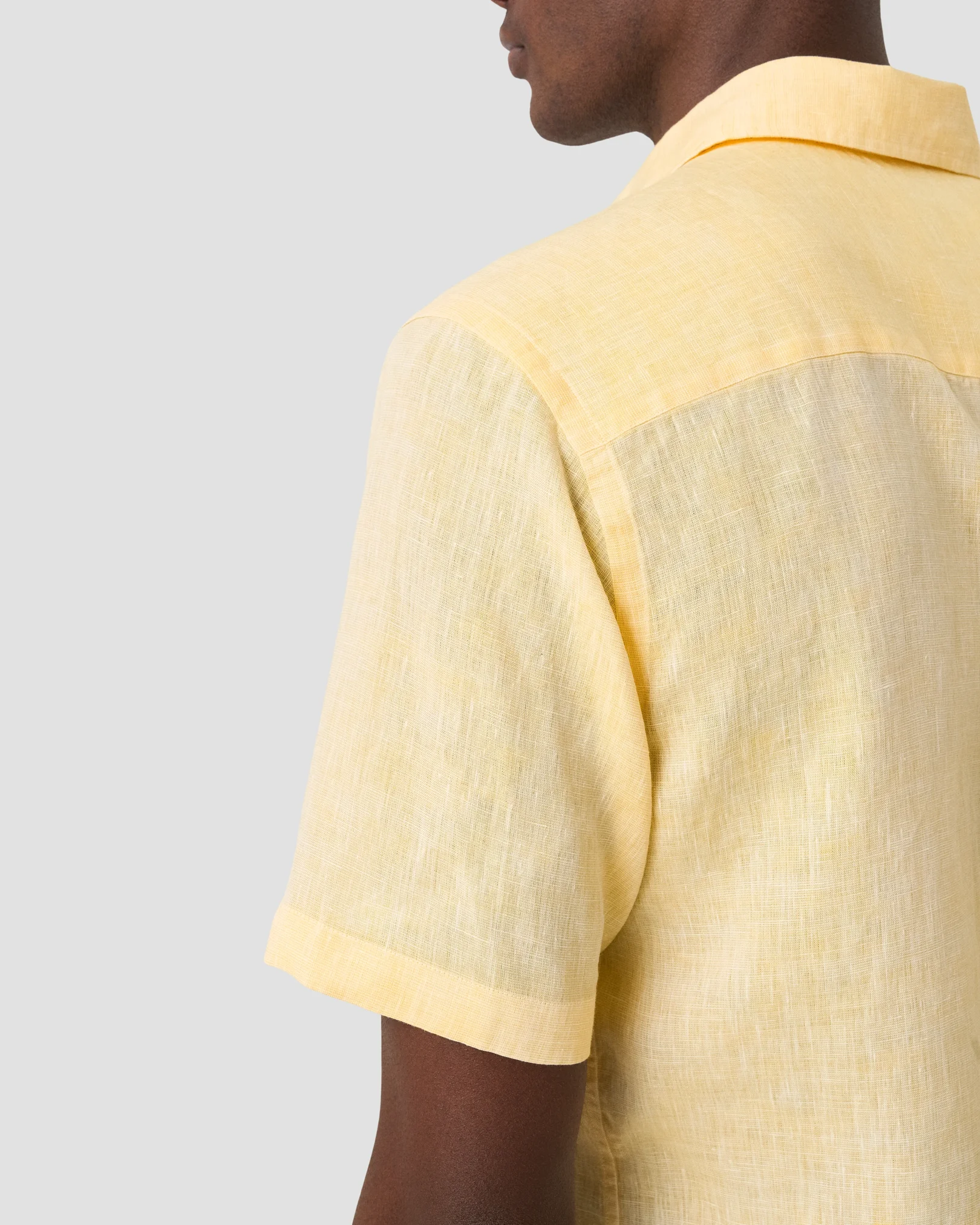 Eton - solid linen short sleeve shirt spread short sleeve plain casual fit